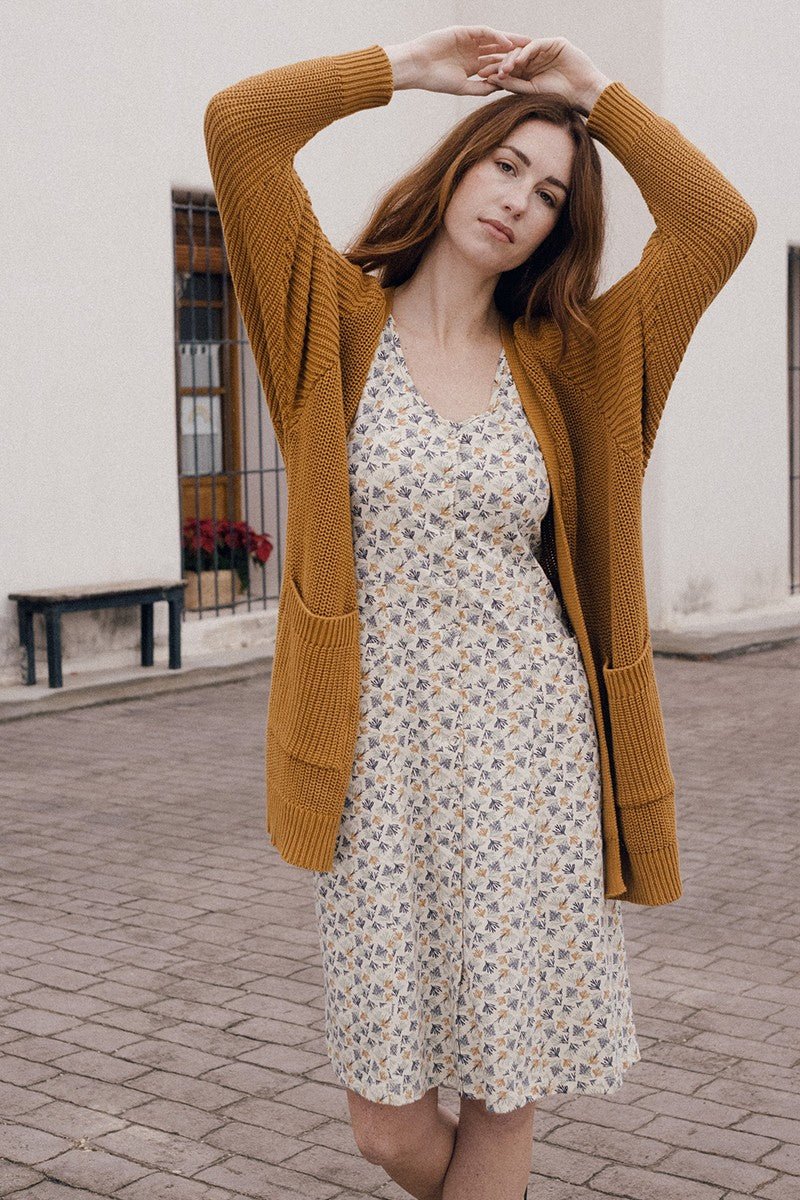 Eva dress with corals in beige