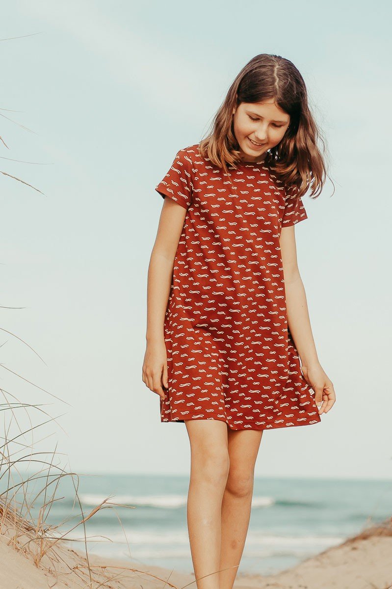 Evasé dress in terracotta - Imagen 3