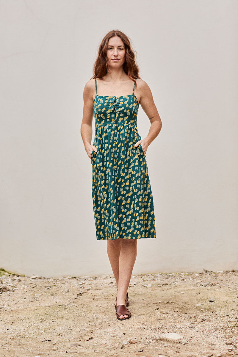 Fabia Dress Green Blue Print