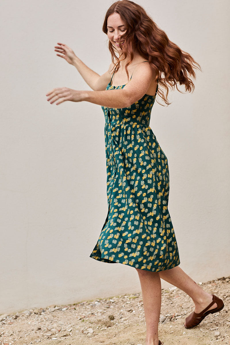 Fabia Dress Green Blue Print - Imagen 3