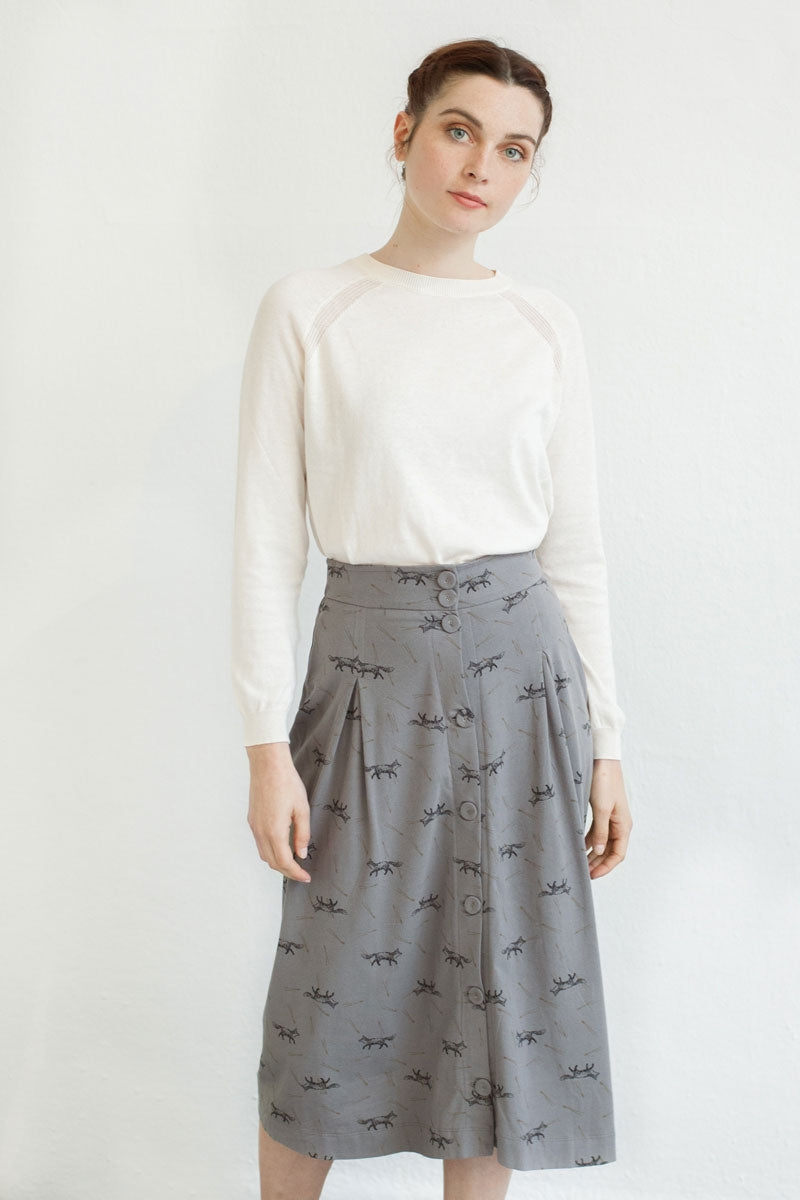 Falda midi Neia estampado zorros.