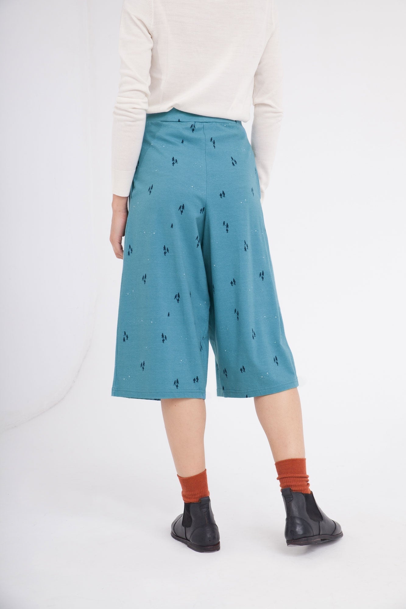 Falda Pantalón Celia azul ópalo.
