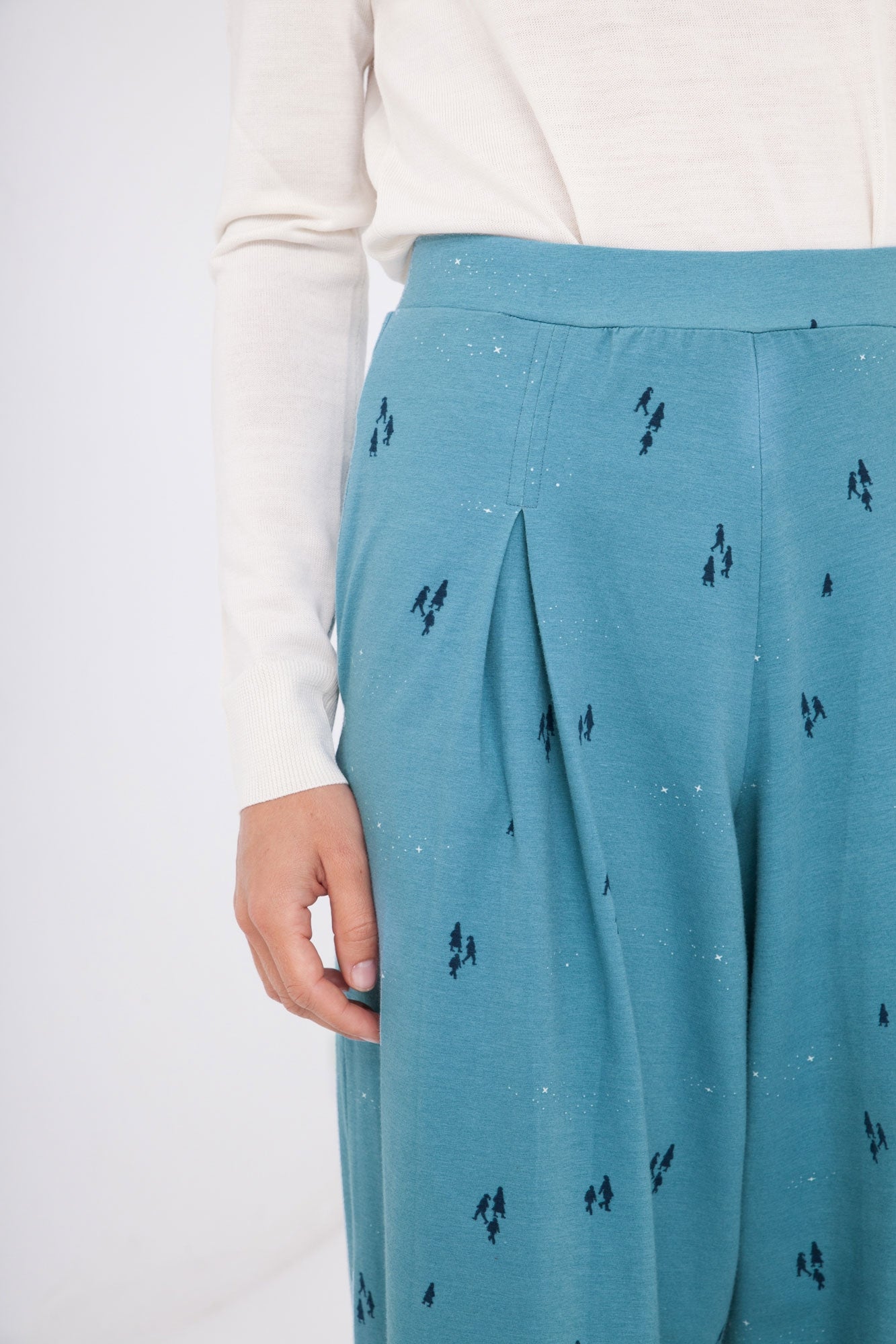 Falda Pantalón Celia azul ópalo. - Imagen 3