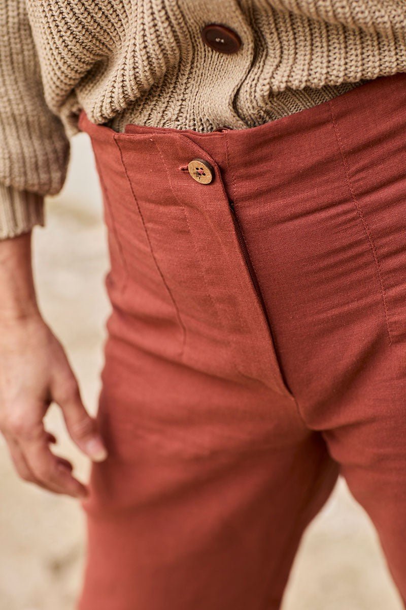 Faren linen trousers in roiboos red