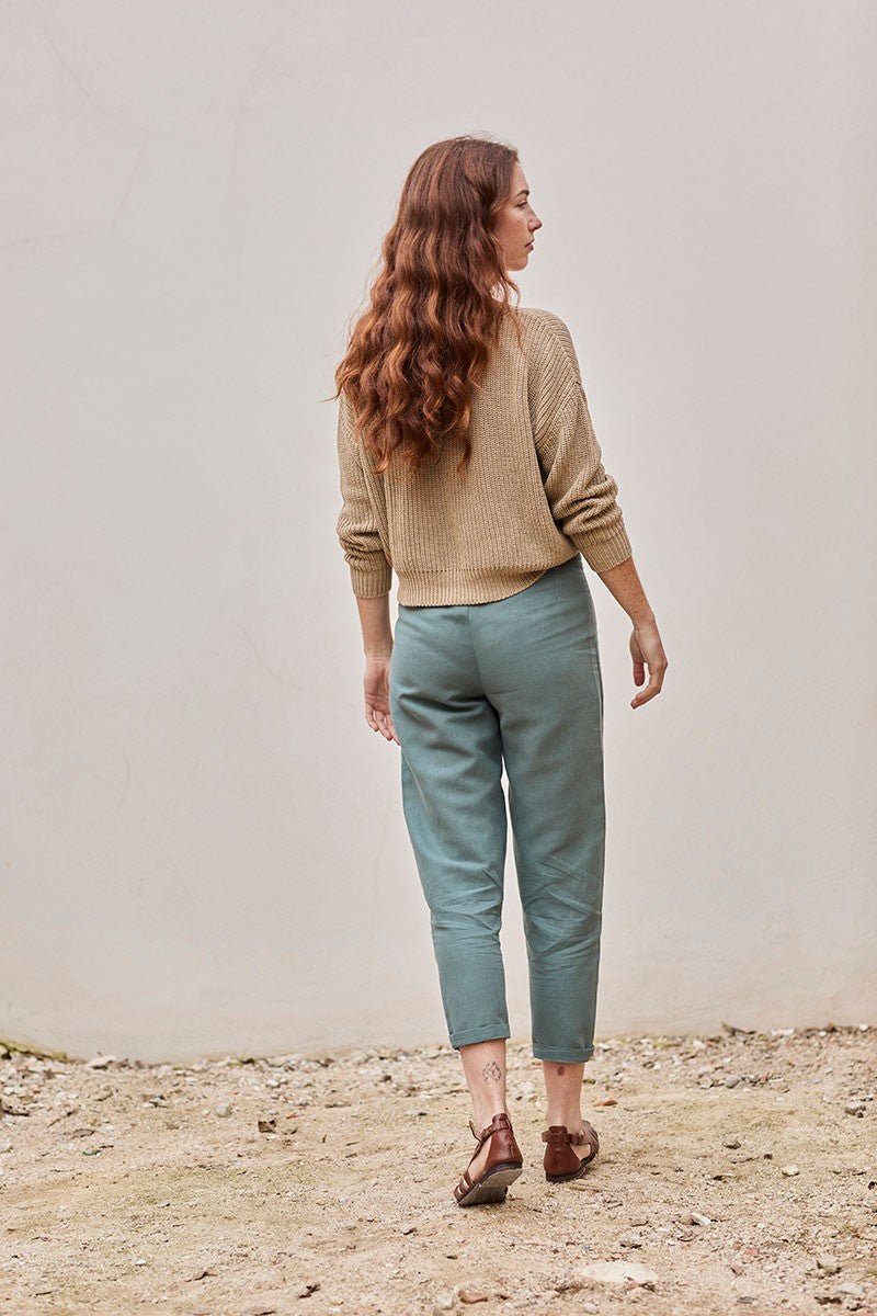 Faren sustainable linen trousers in aquamarine blue - Imagen 3