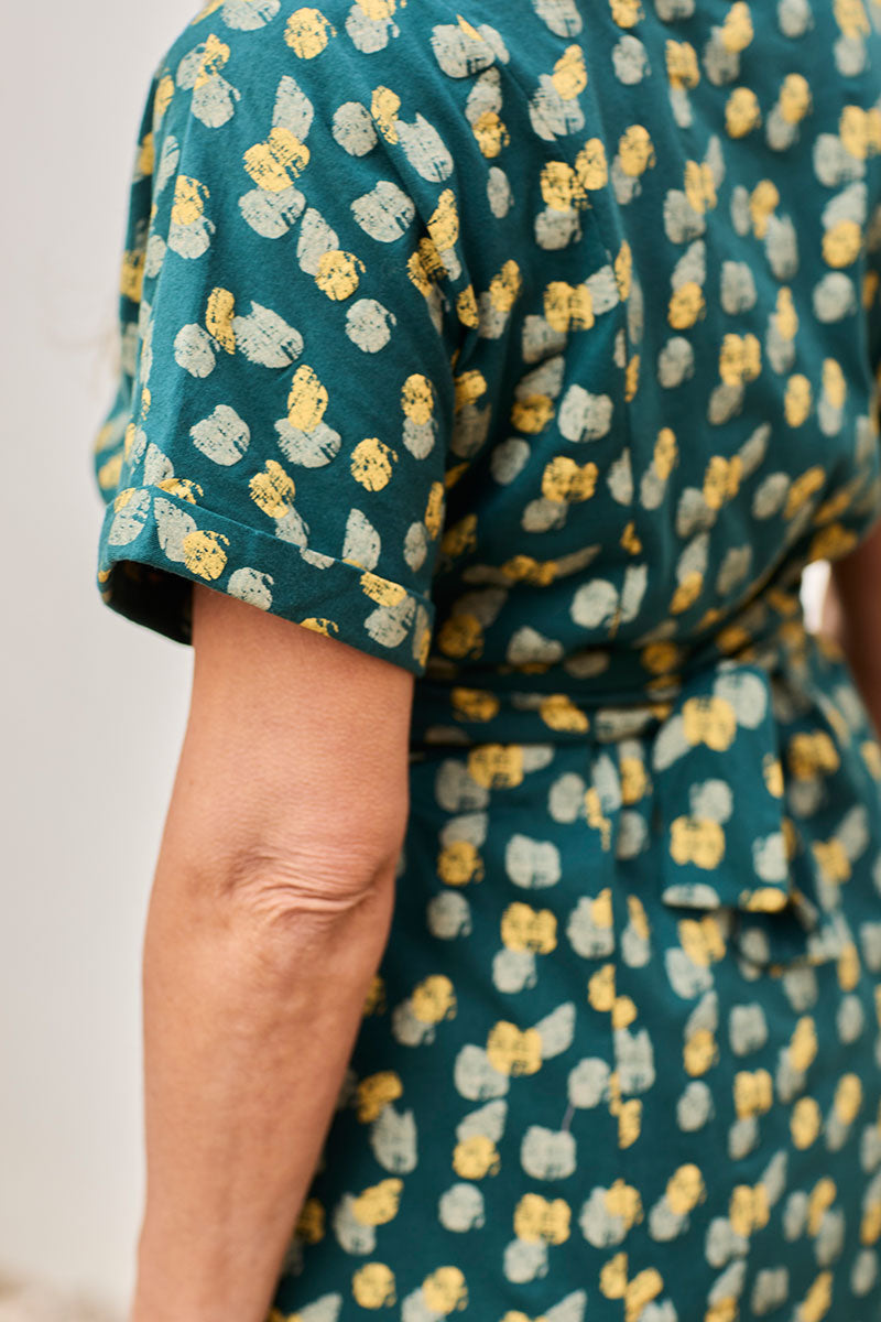 Frida Dress Green Blue Print - Imagen 4