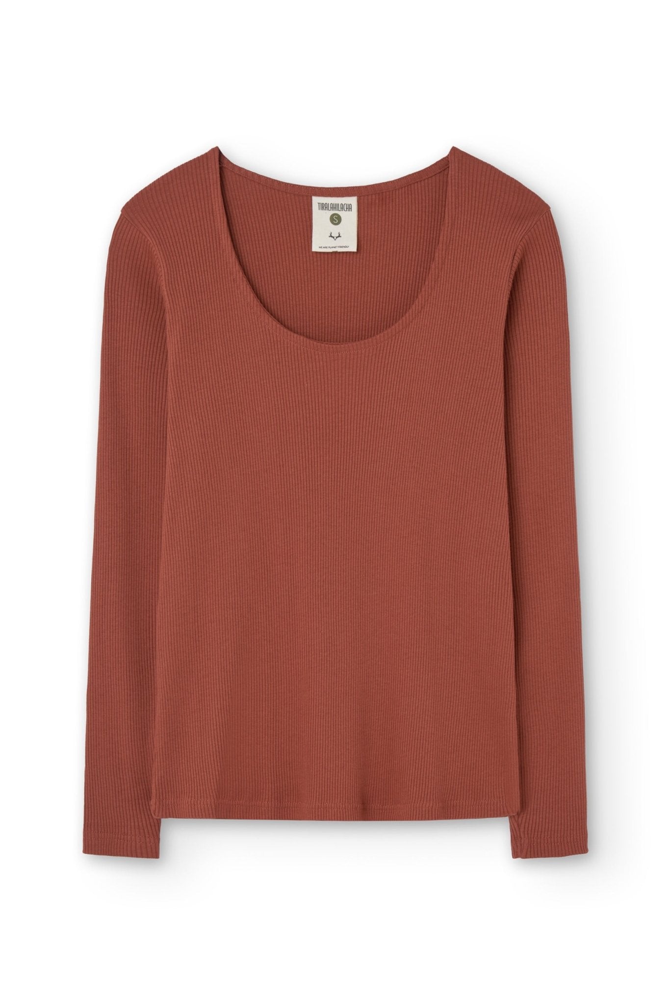 Gaia basic T-shirt Mars red ribbed