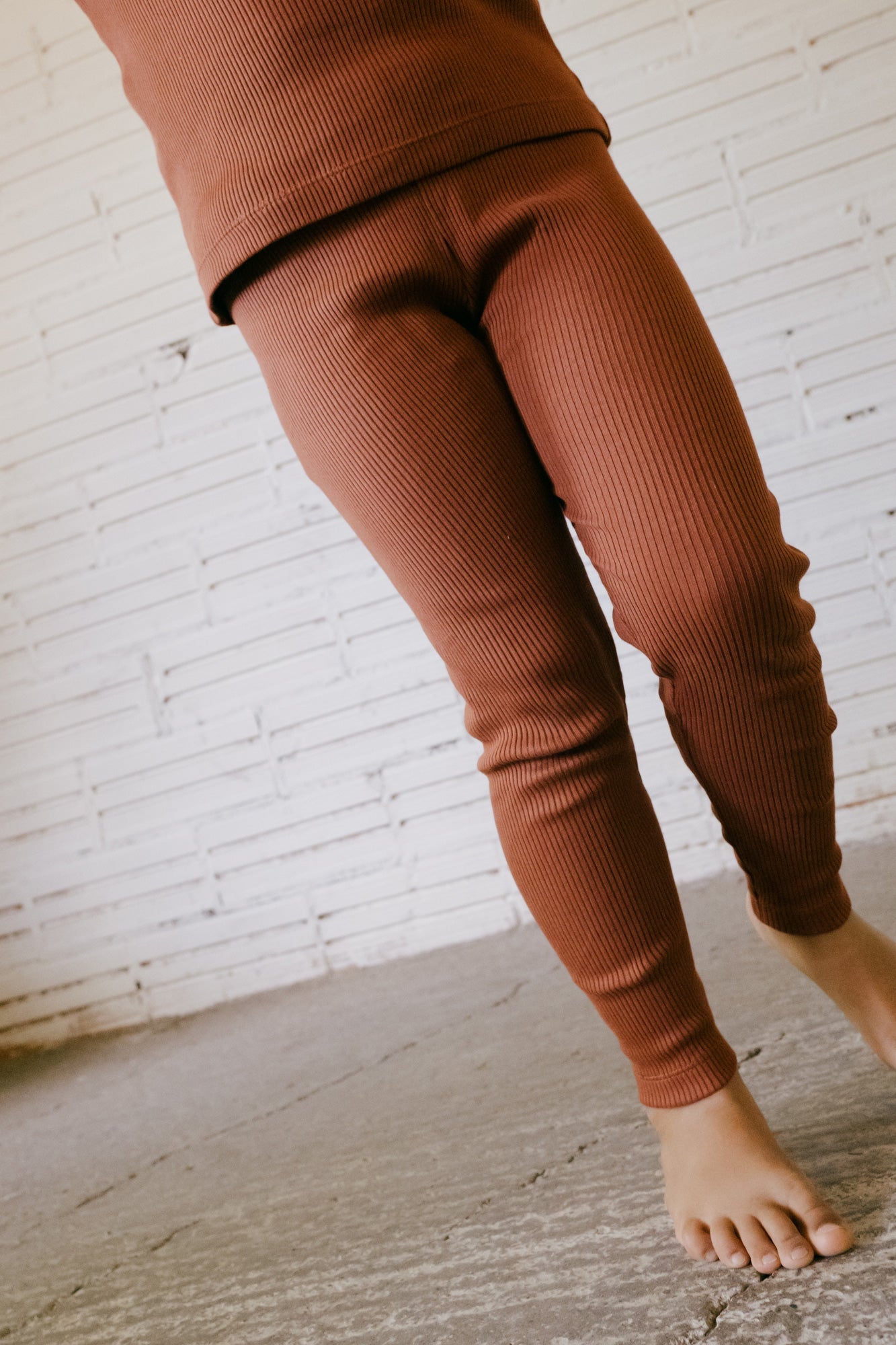 Galatea leggings Mars red ribbed