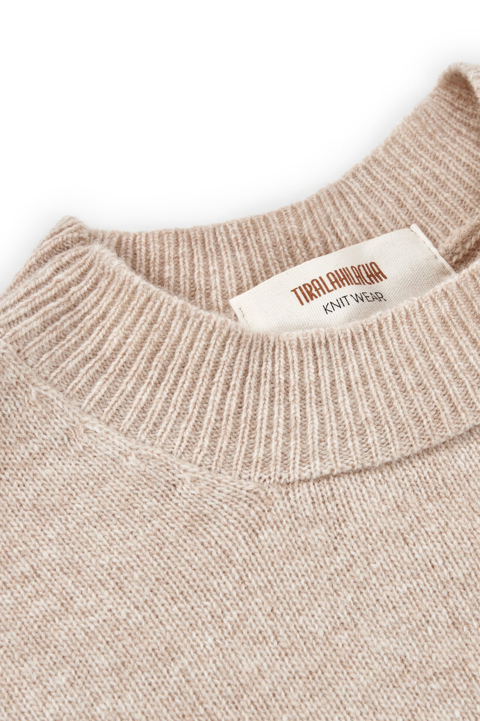 Gaudia sweater batwing sleeve merino wool beige - Imagen 7