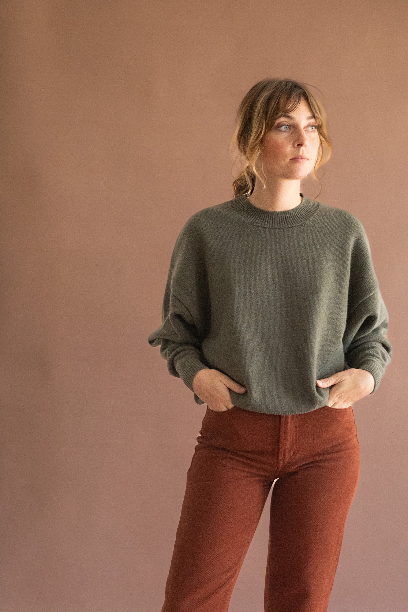 Gaudia sweater batwing sleeve merino wool green - Imagen 3