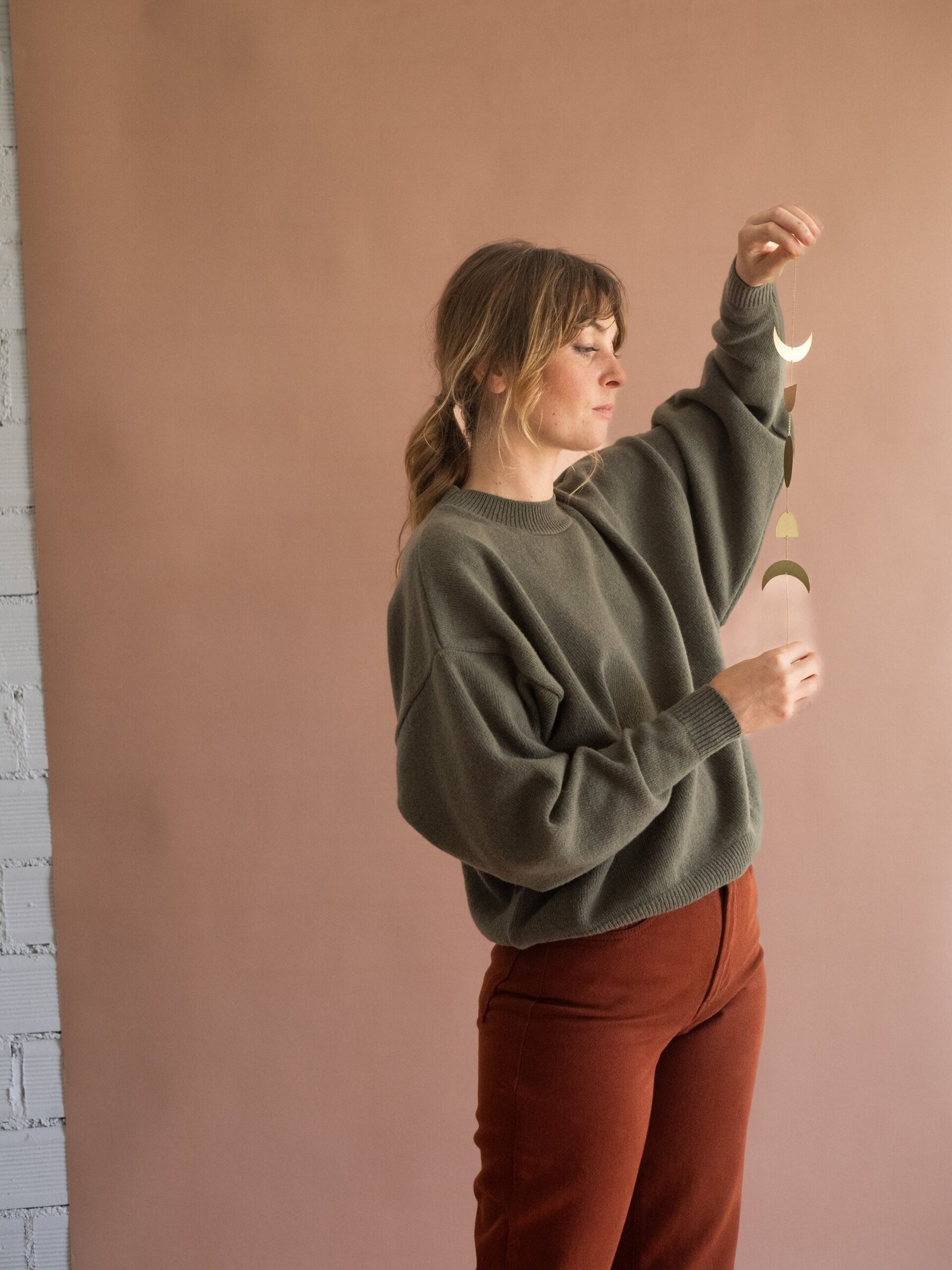 Gaudia sweater batwing sleeve merino wool green - Imagen 4