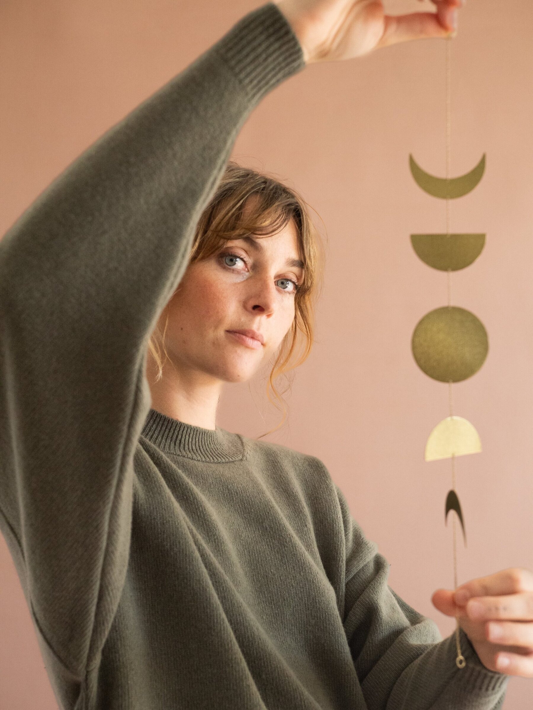 Gaudia sweater batwing sleeve merino wool green - Imagen 5