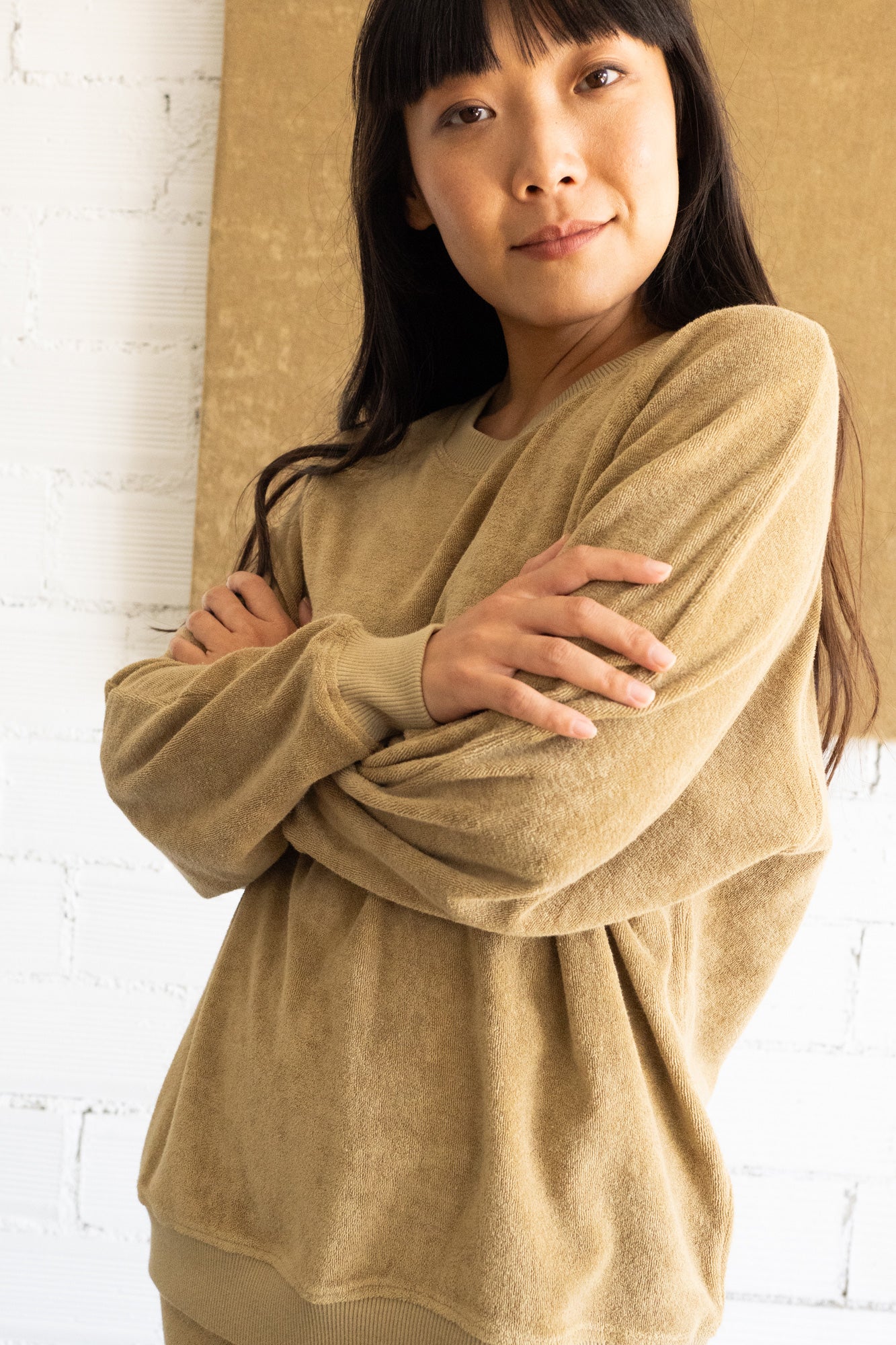 Gilda terry sweatshirt raglan sleeves in beige - Imagen 2