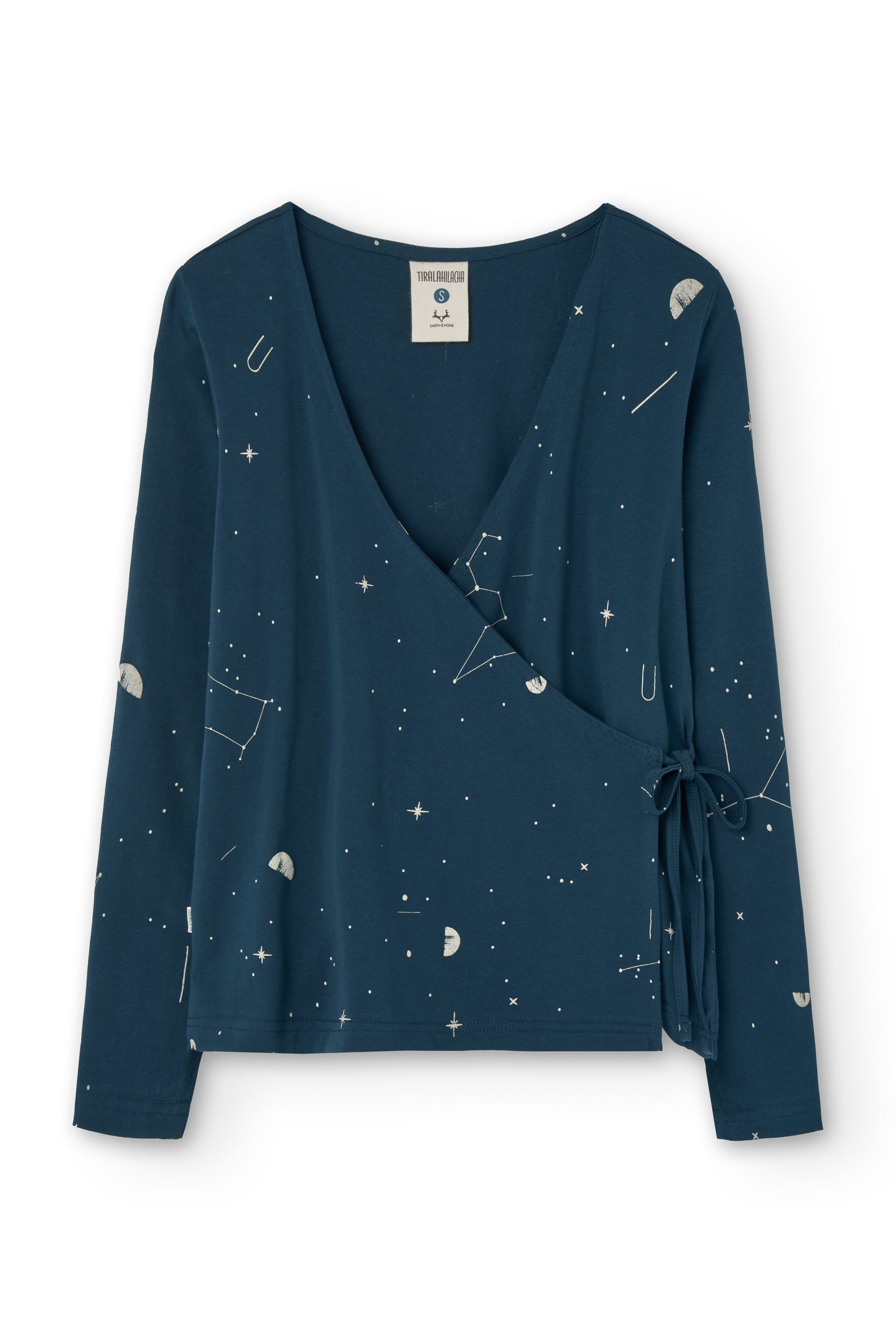 Gina crossover top long sleeves blue constellations