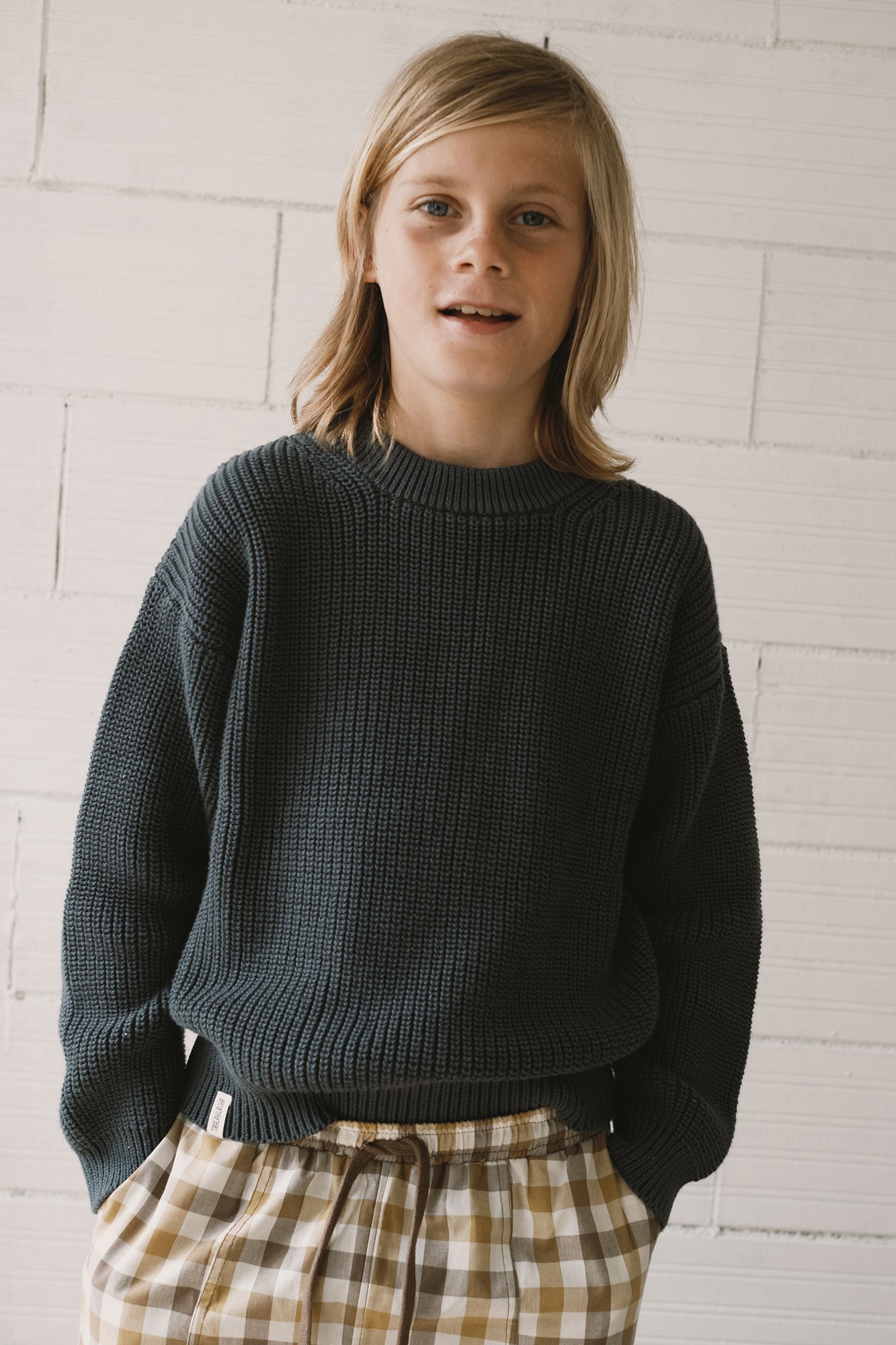 Golaf grey blue knitted sweater - Imagen 2