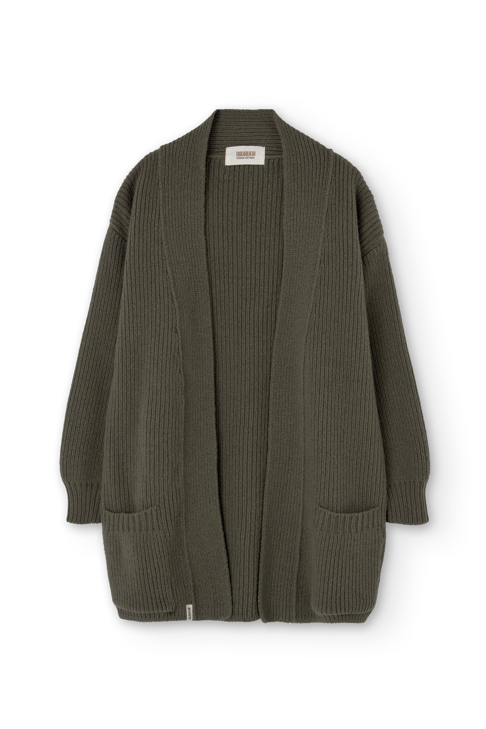Gonda long cardigan green merino wool
