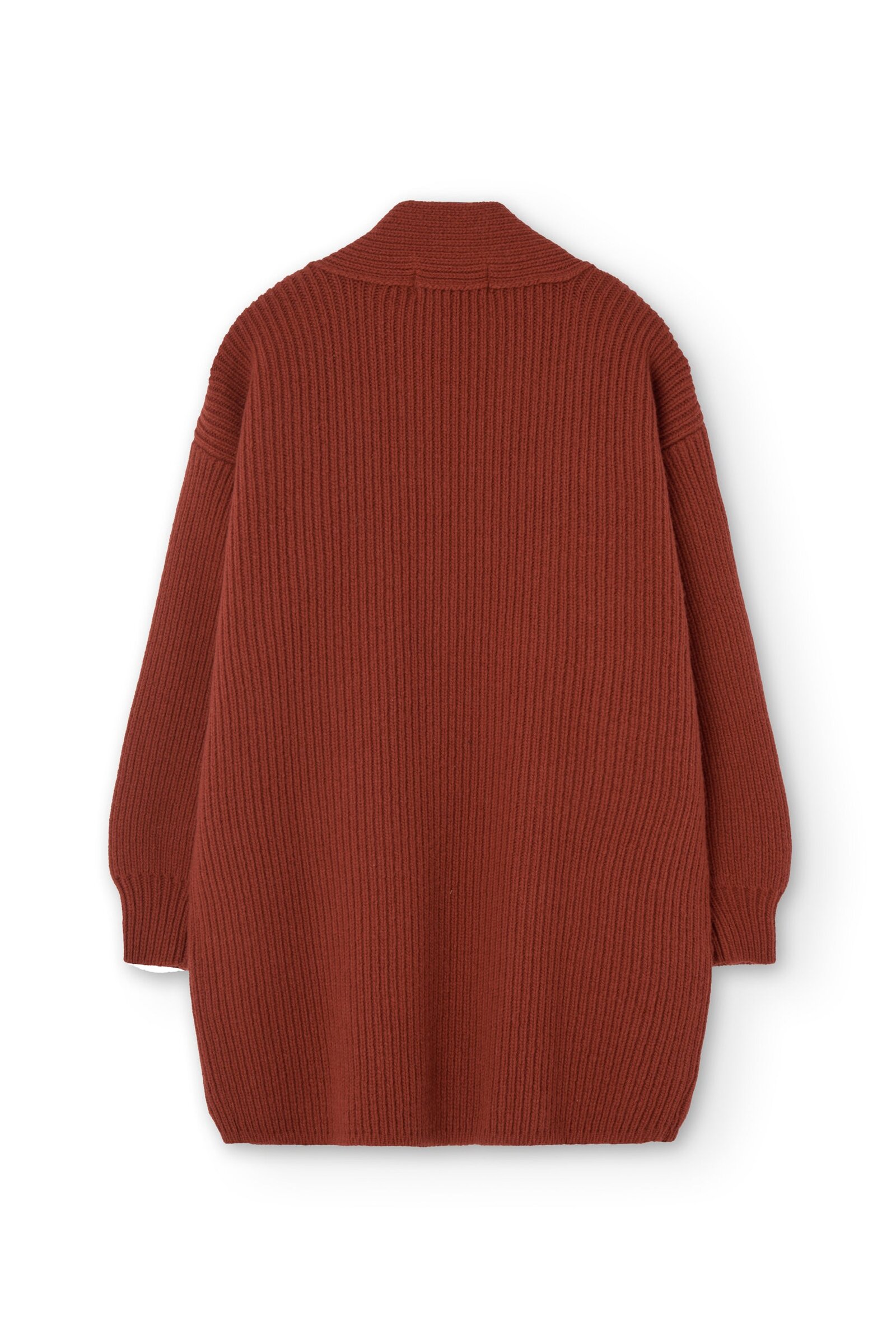 Gonda long cardigan Mars red merino wool