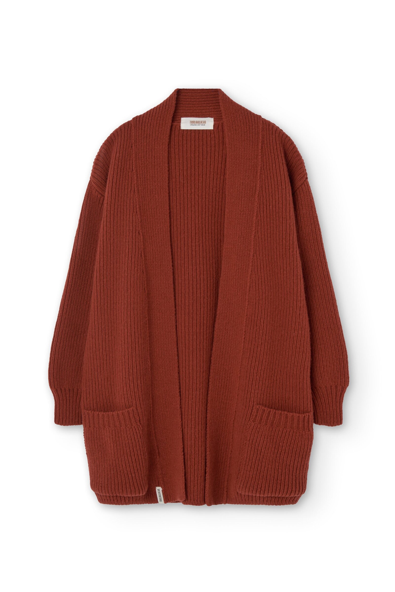 Gonda long cardigan Mars red merino wool - Imagen 2