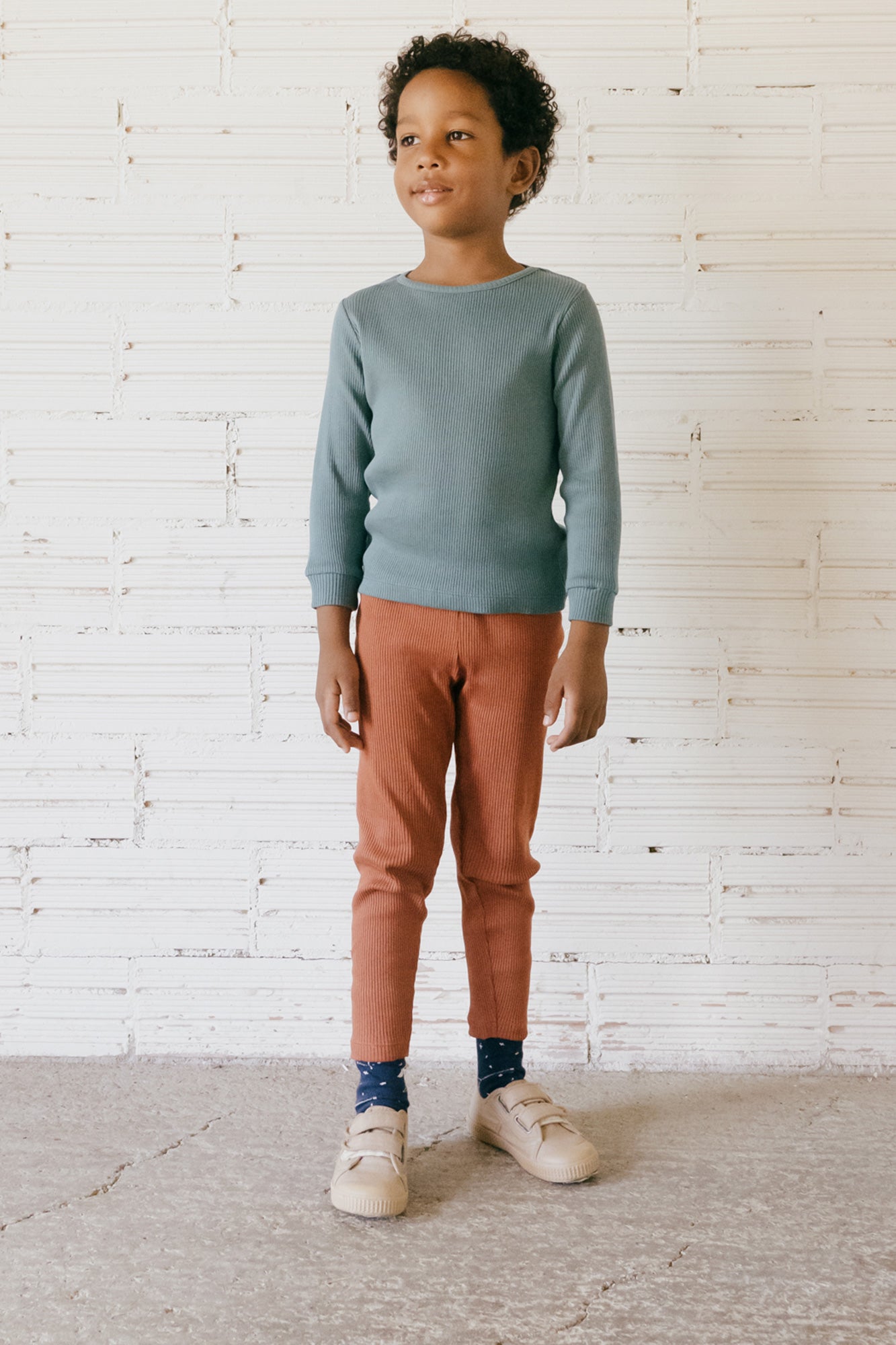 Grace T-shirt ribbed blue - Imagen 2