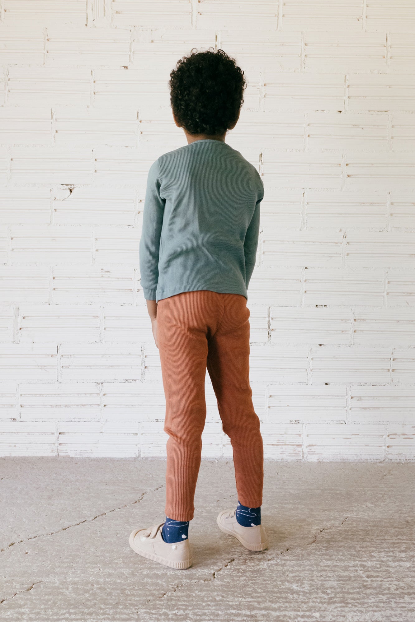 Grace T-shirt ribbed blue - Imagen 3