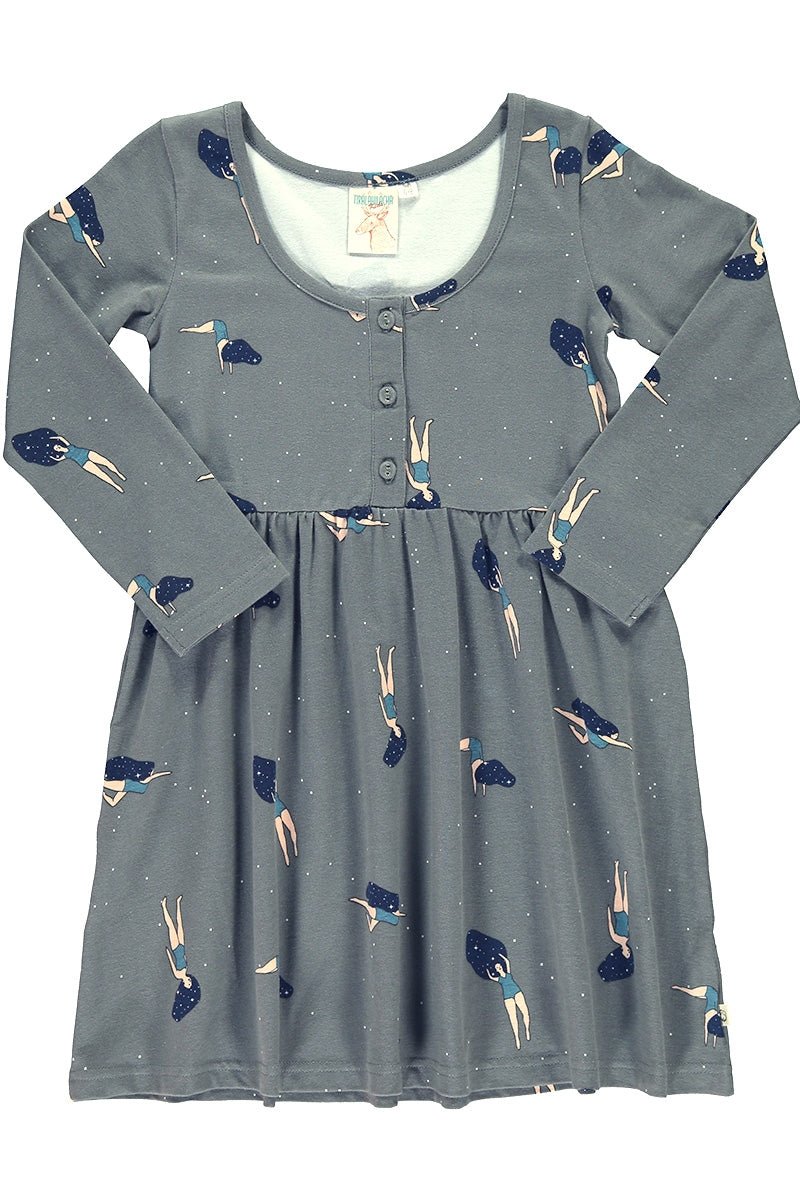 Grey "Classic" dress with "Dancing in cosmos" print