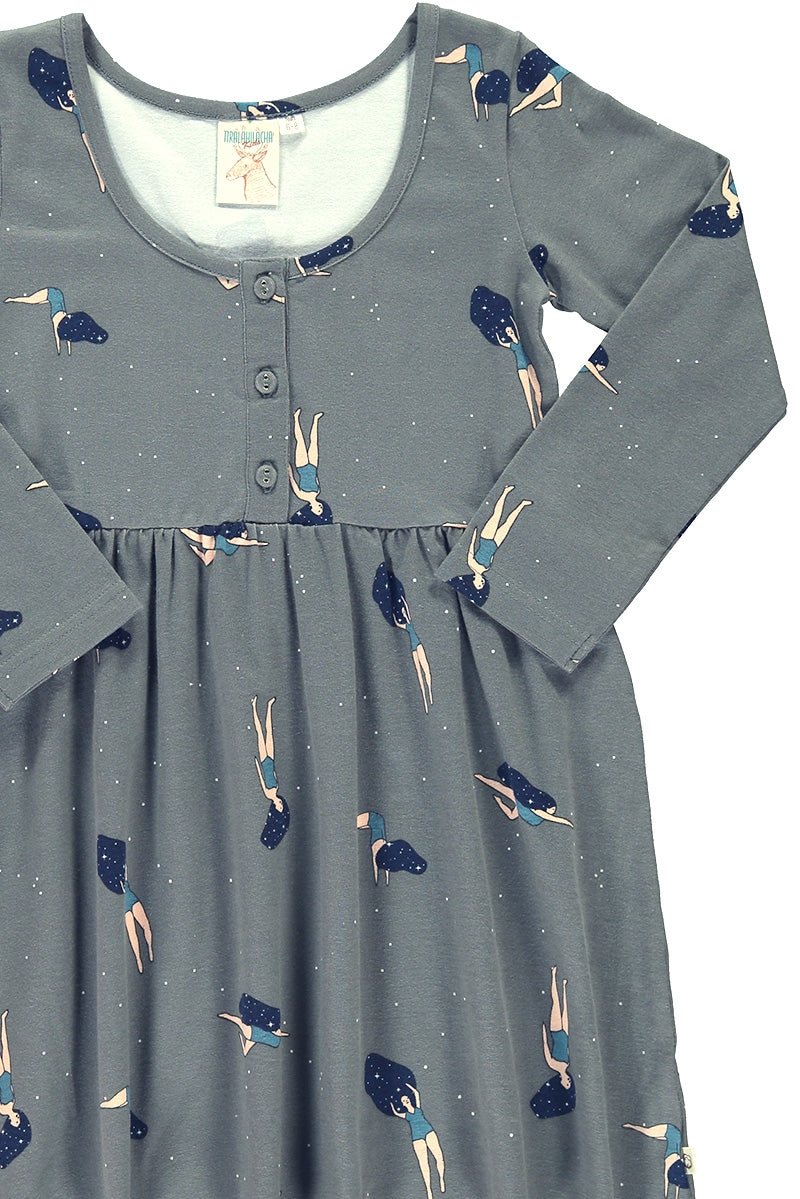 Grey "Classic" dress with "Dancing in cosmos" print - Imagen 3