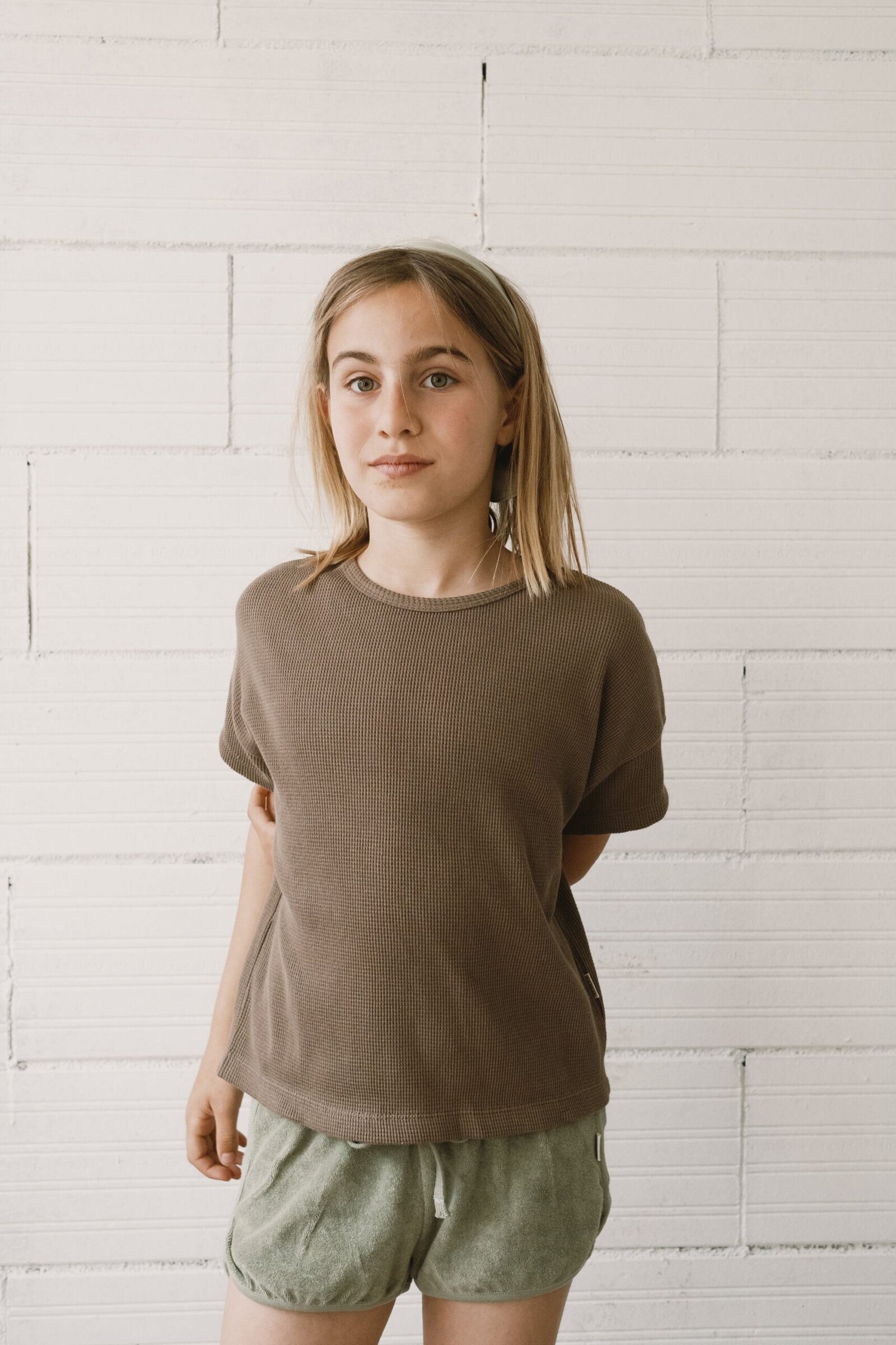 Haco waffle oversized T-shirt in brown - Imagen 3