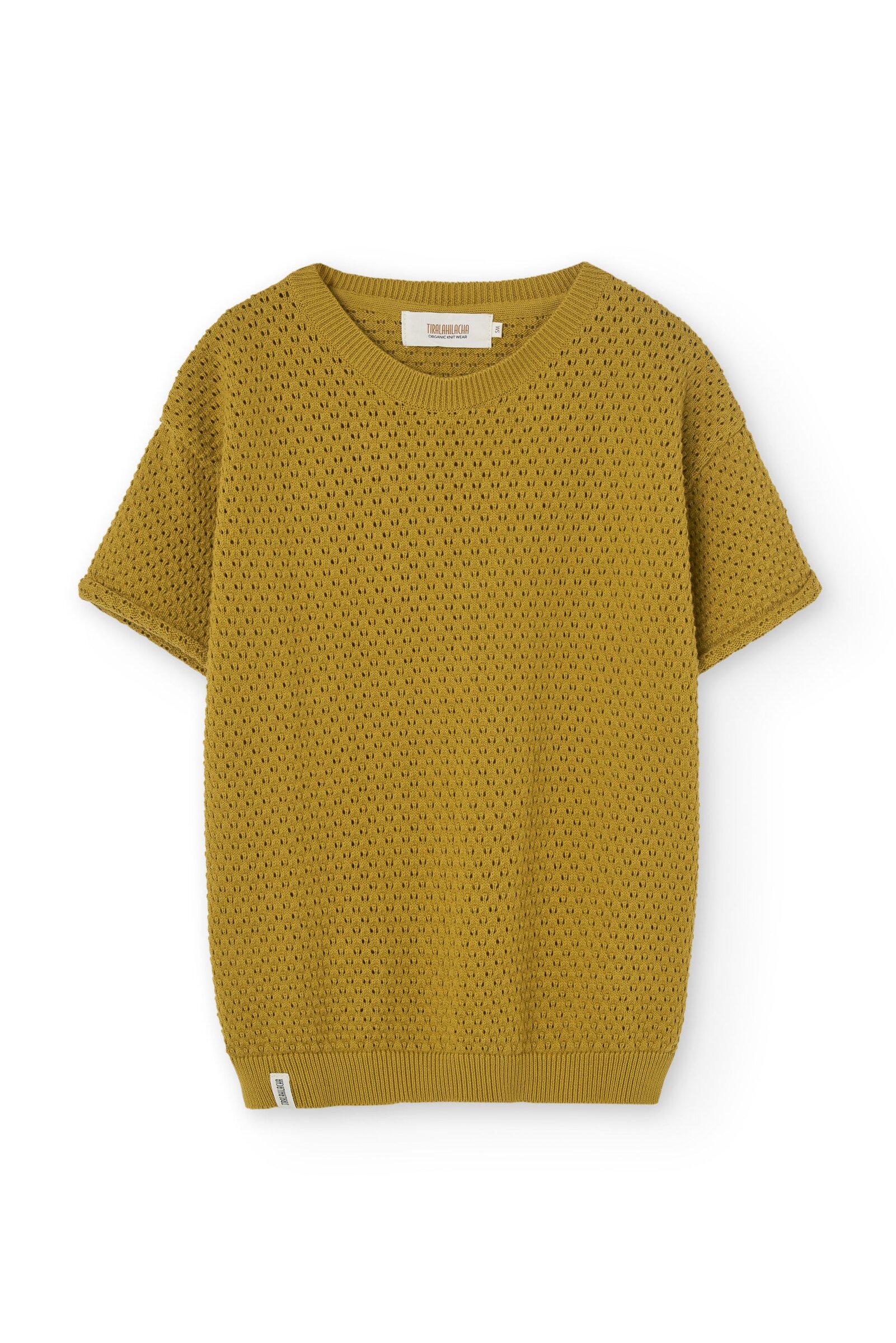 Hadara Short Sleeve Knitted Top In Mustard