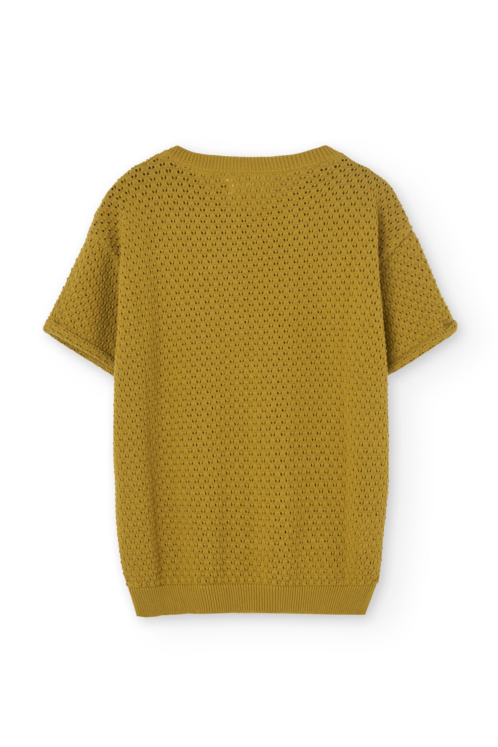 Hadara Short Sleeve Knitted Top In Mustard - Imagen 2