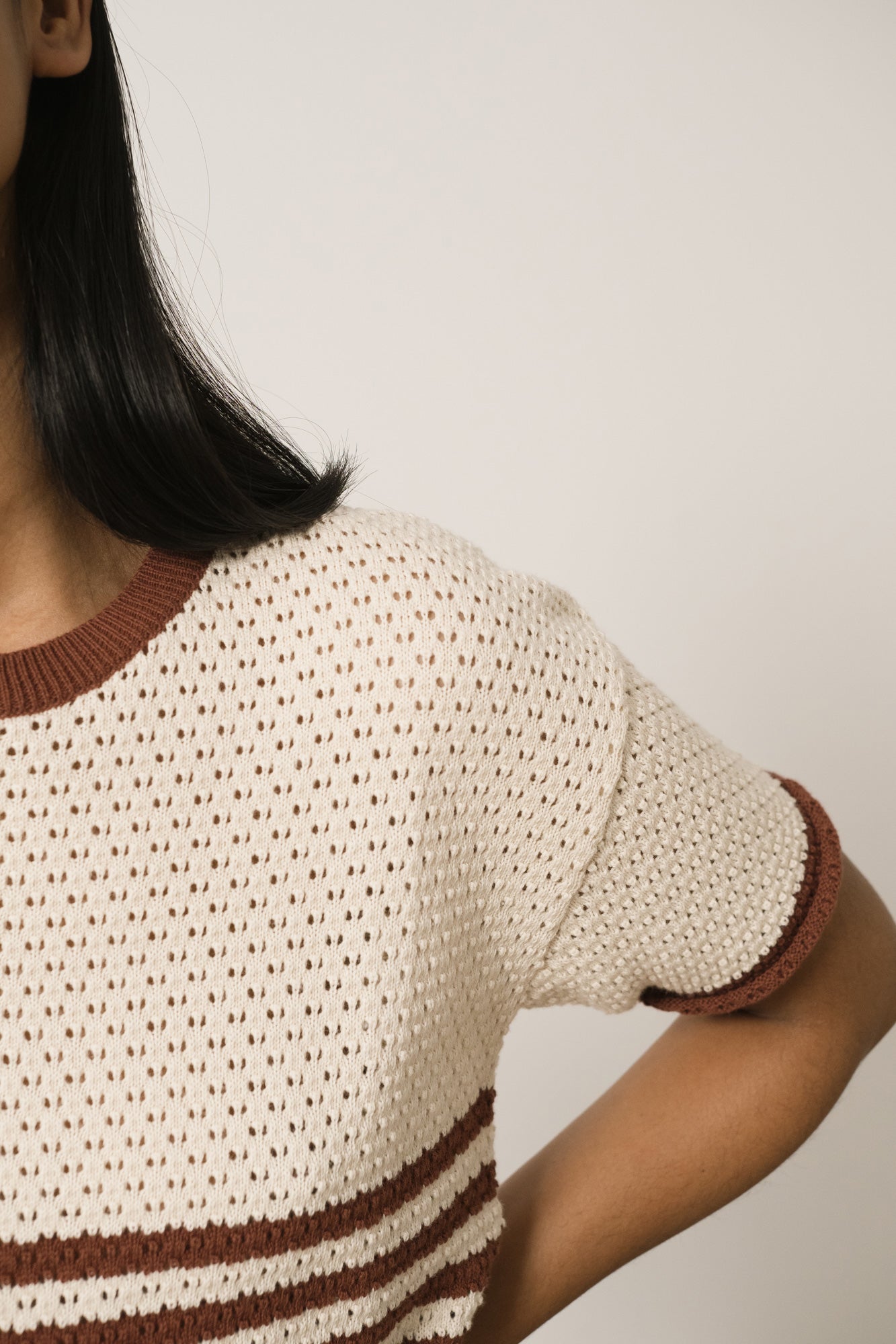 Hadara Short Sleeve Knitted Top With Red Sailor Stripes - Imagen 5