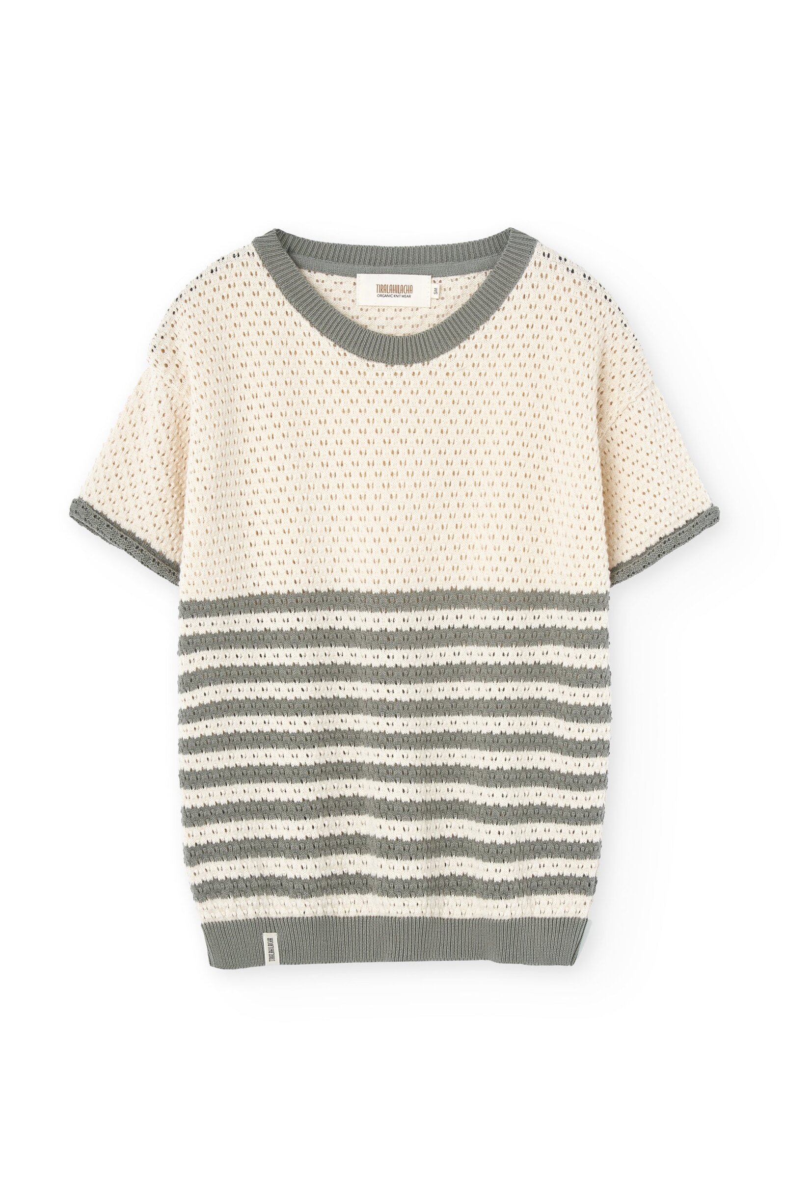 Hadara Short Sleeve Sailor Stripes Knitted Top In Blue