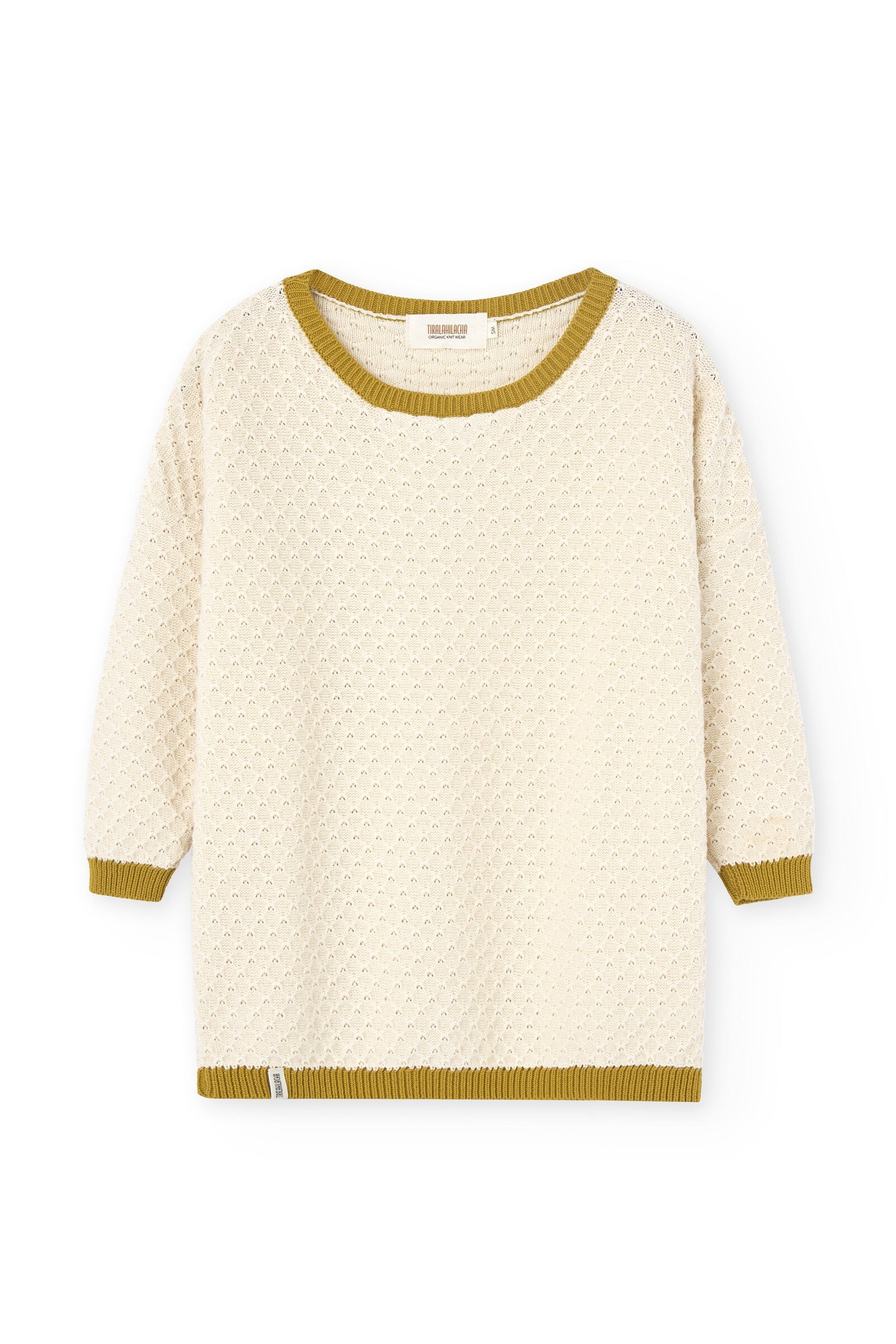 Hadi Organic Cotton Sweater With Mustard Contrast