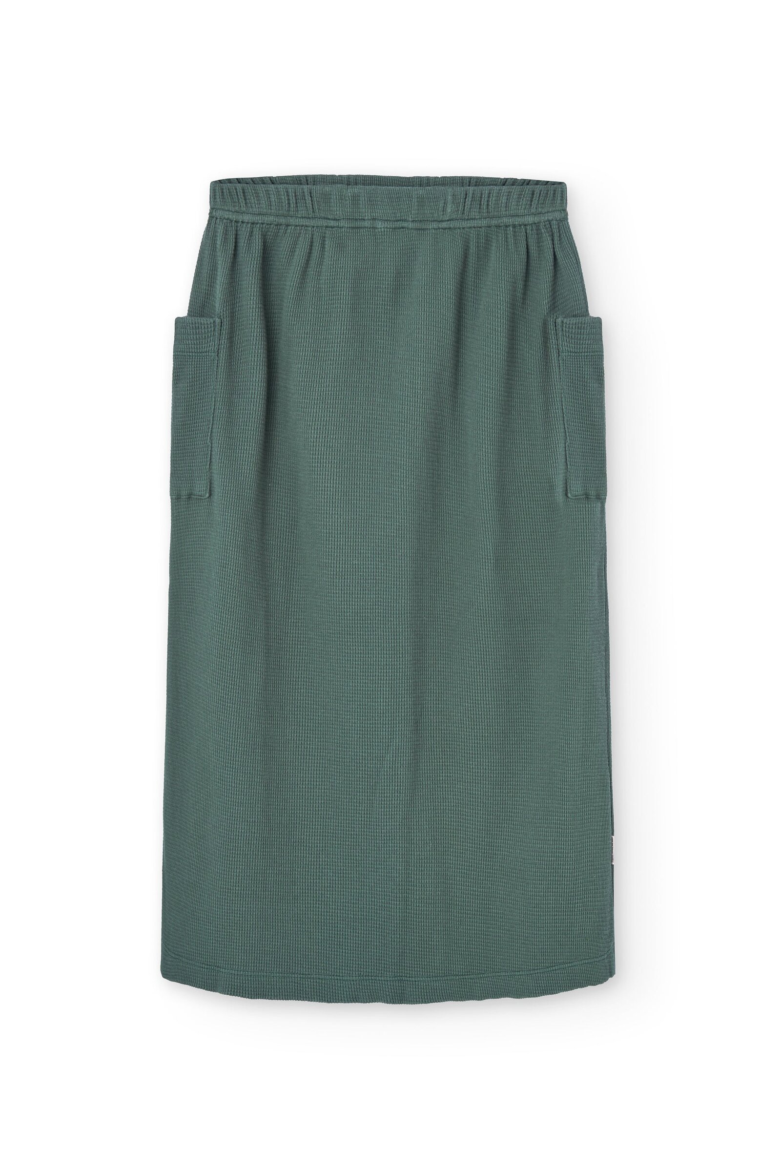 Hadiya organic cotton waffle midi skirt in blue