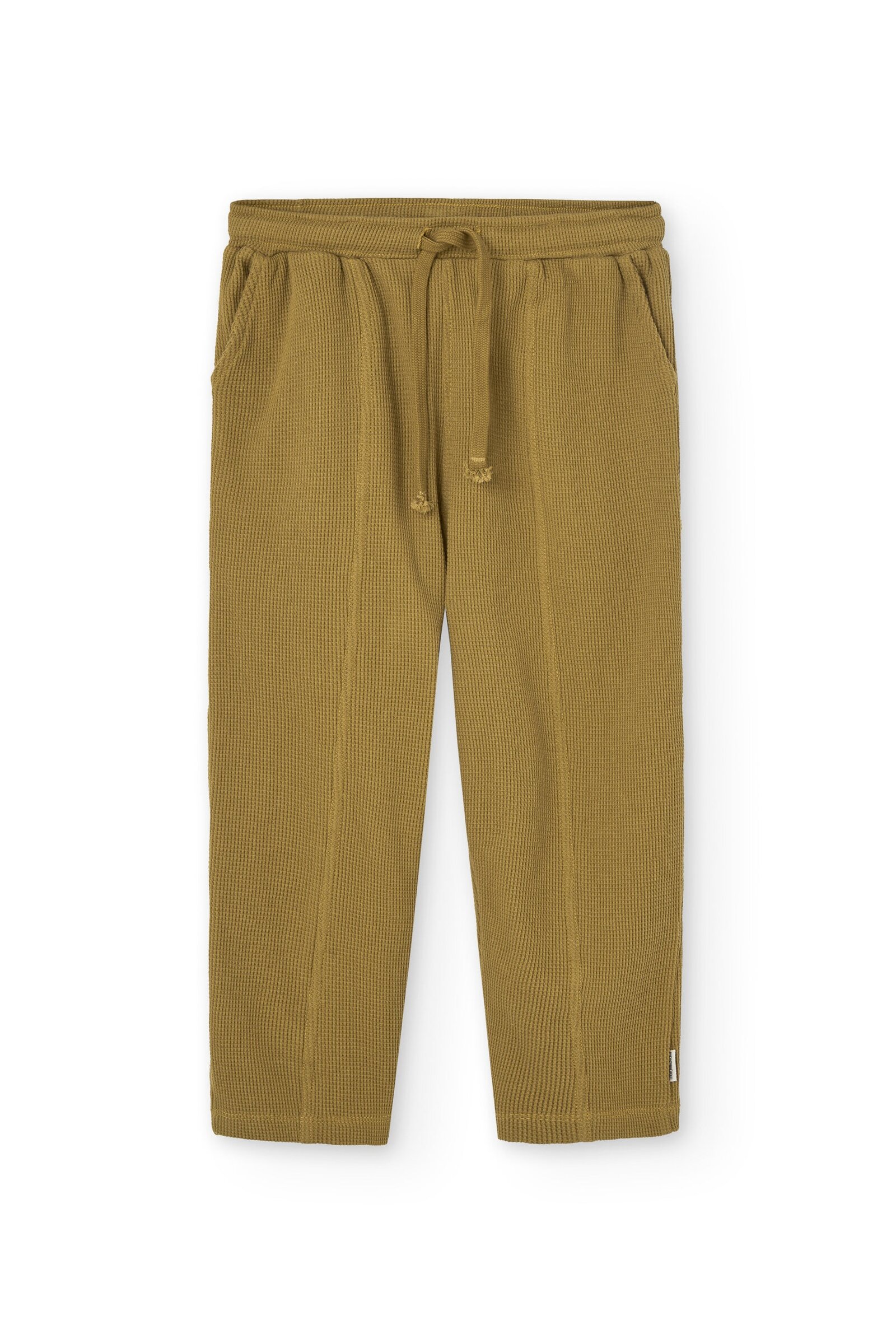 Hallow waffle organic cotton trousers in mustard