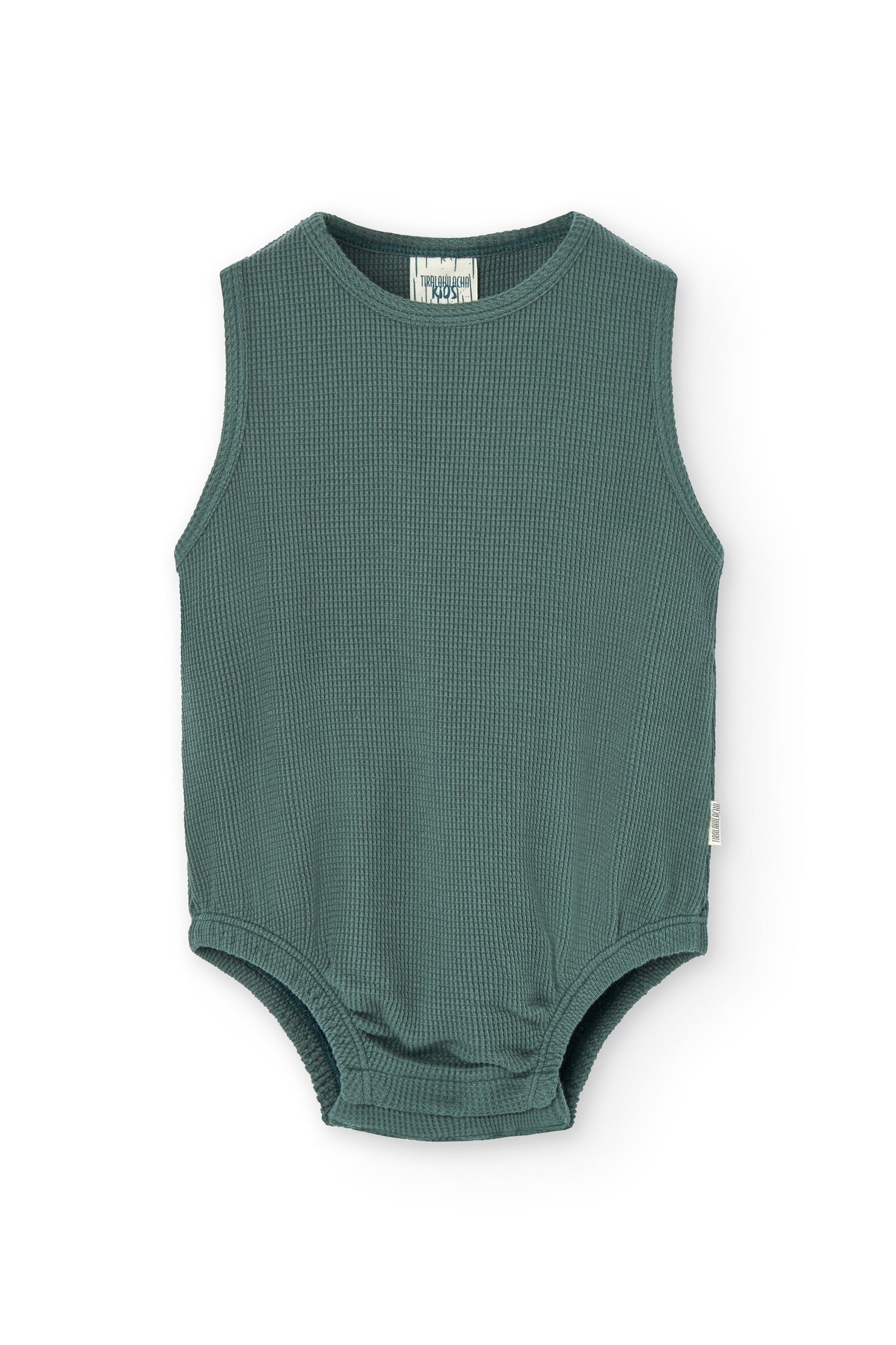 Haoa waffle organic cotton romper in blue