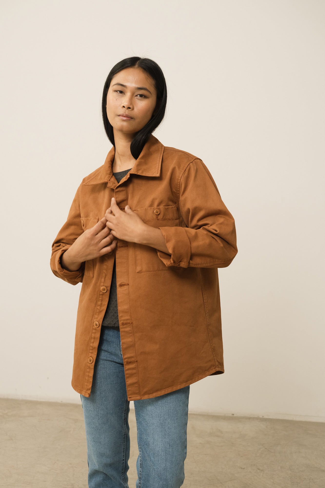 Helmut Unisex Overshirt Worker Organic Cotton In Terracotta - Imagen 3