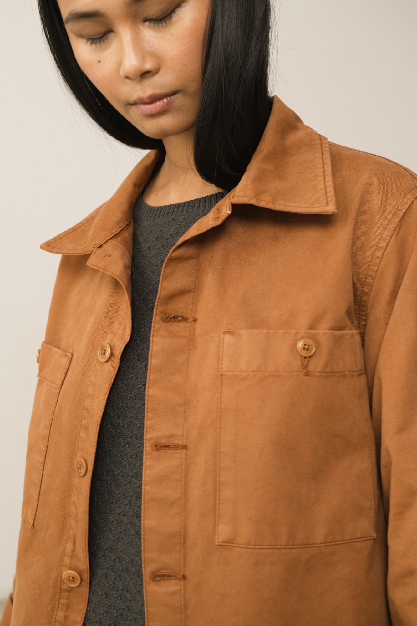 Helmut Unisex Overshirt Worker Organic Cotton In Terracotta - Imagen 5