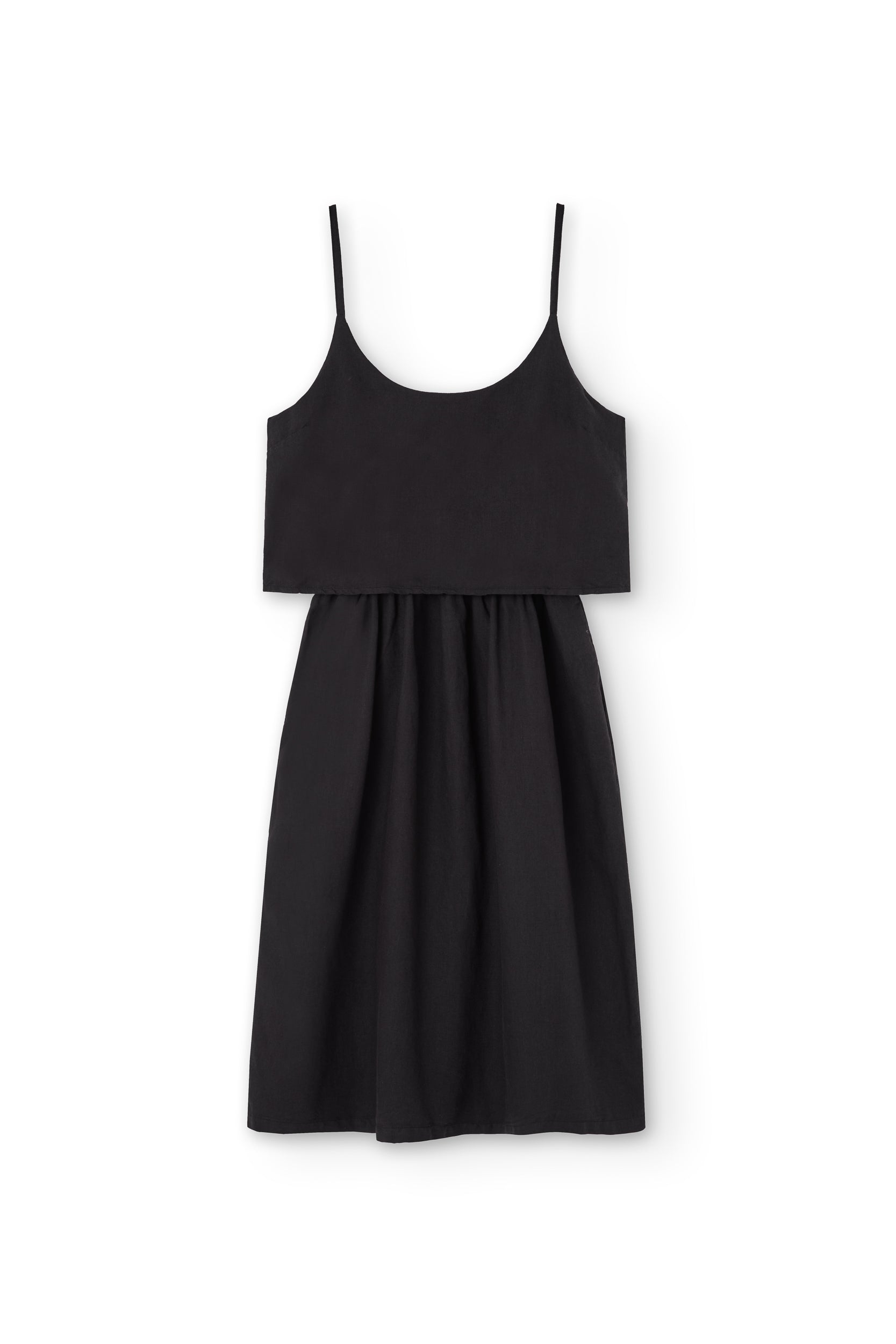 Henar Black Linen Blend Strap Dress