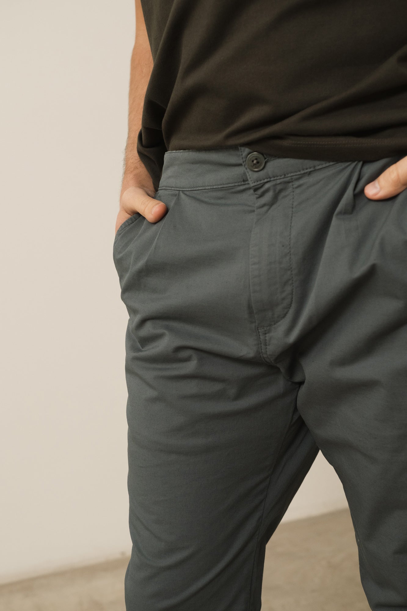 Herman Linen Blend Casual Chino Pants In Blue - Imagen 3