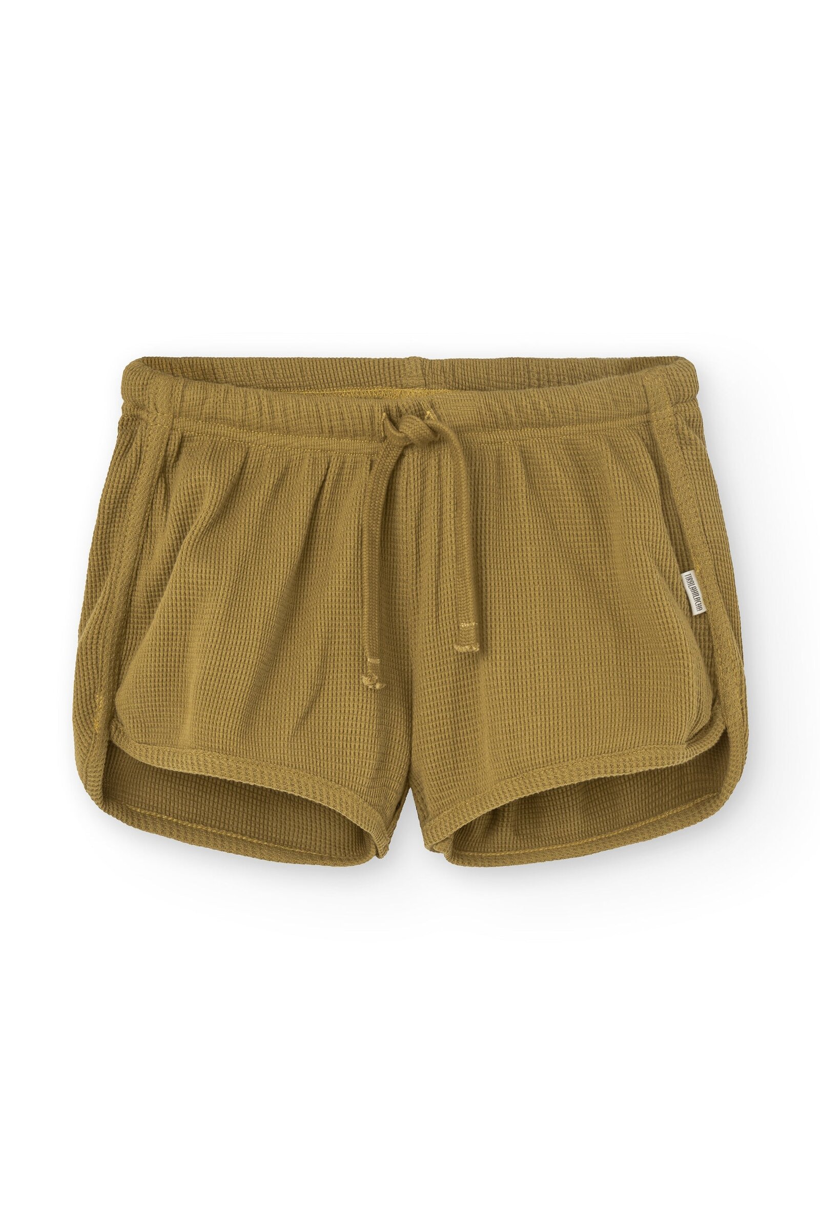 Huali waffle organic cotton shorts in mustard