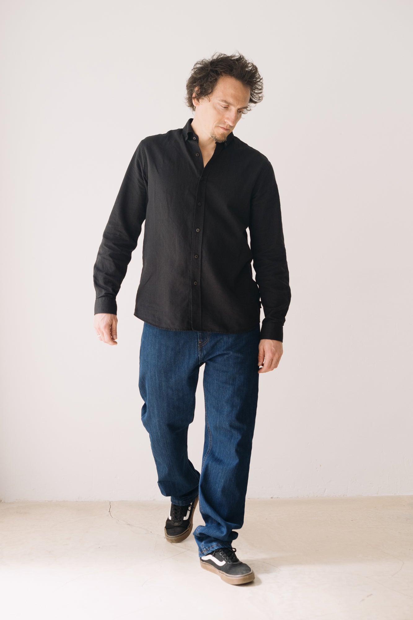 Hugo linen blend shirt in black