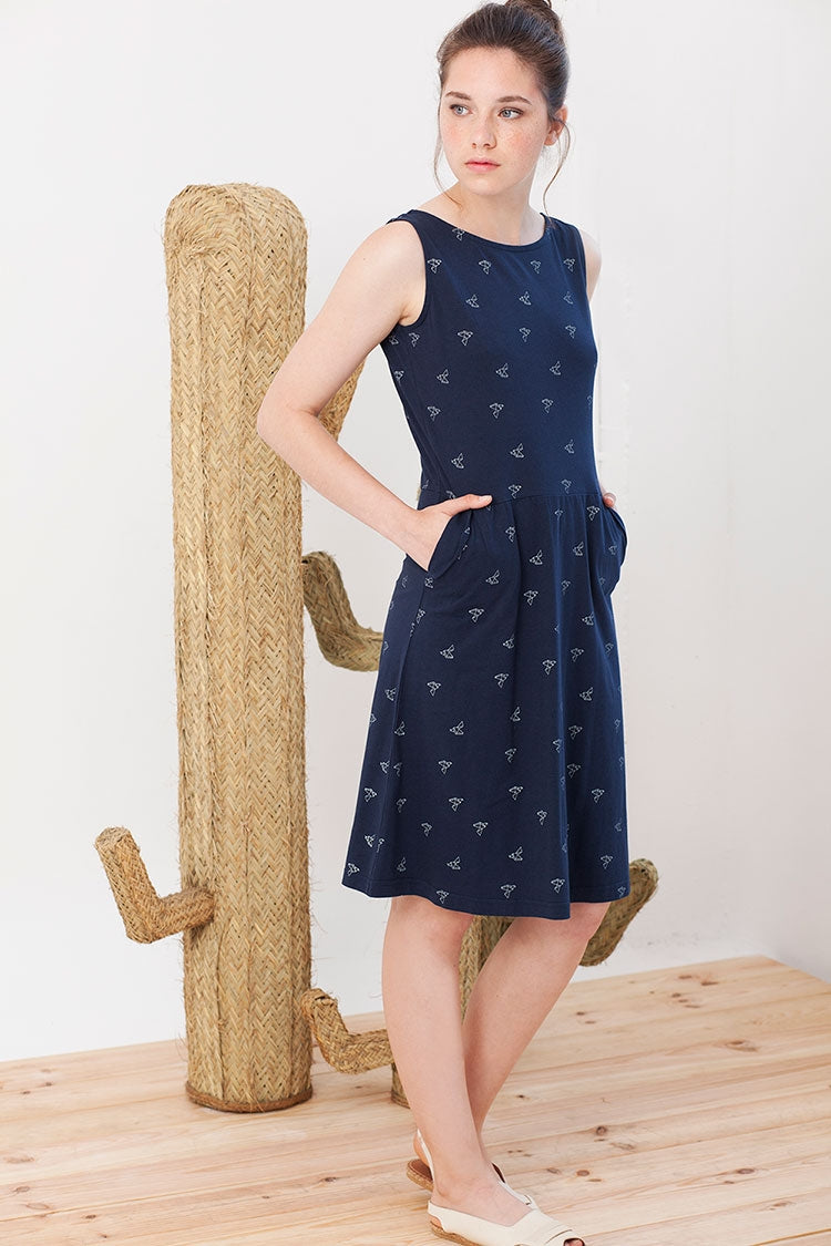Inés dress in navy blue