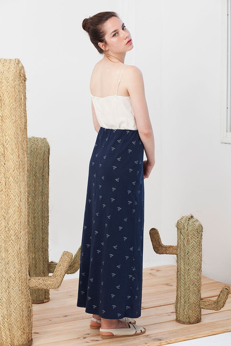Irma maxi skirt in navy blue.