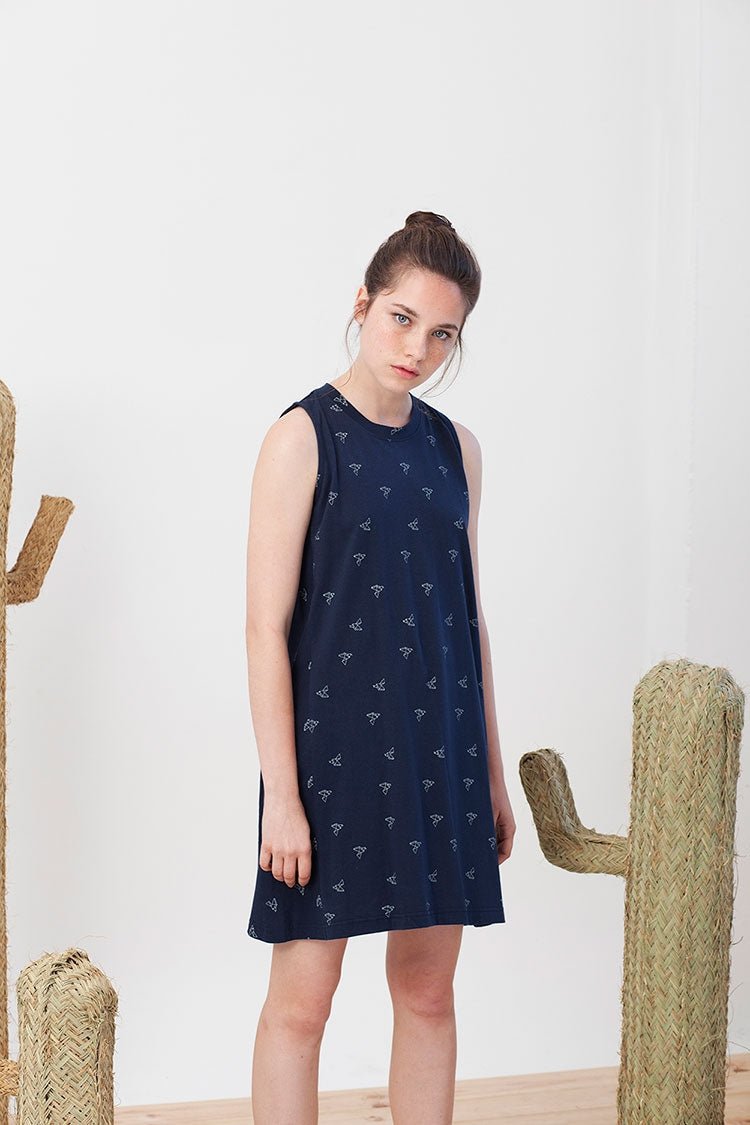 Itati flared dress in navy blue