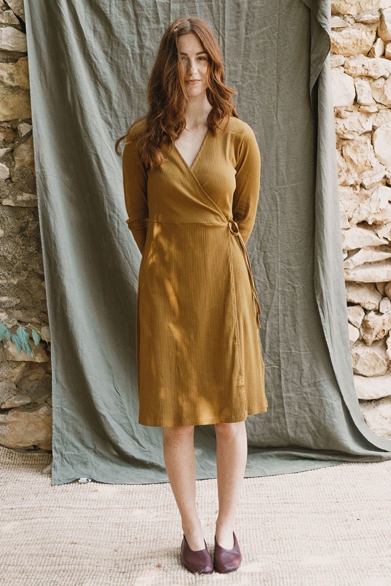 Janette Crossover Dress Mustard