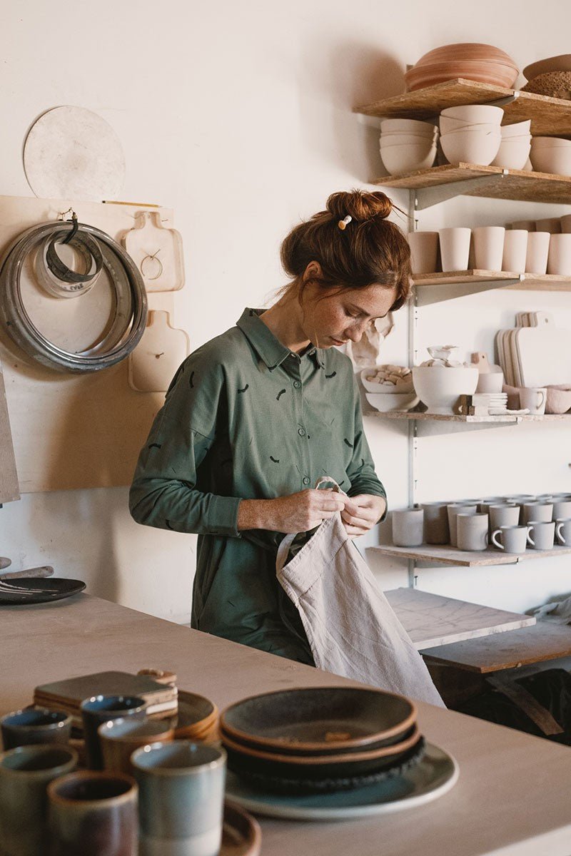 Janire Strokes Shirt Dress Green - Imagen 2