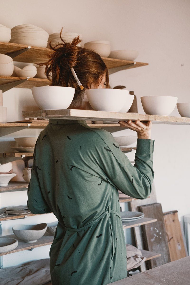 Janire Strokes Shirt Dress Green - Imagen 3