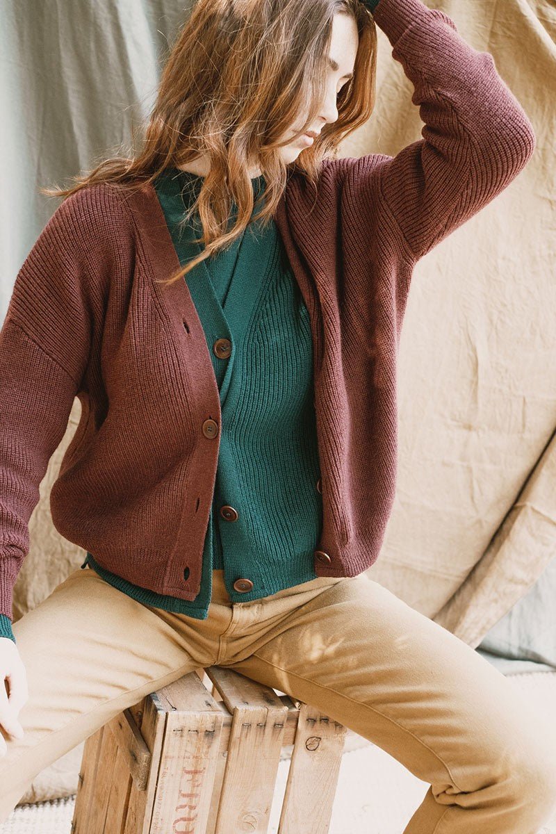 Jazmin Merino Cardigan Garnet Agate