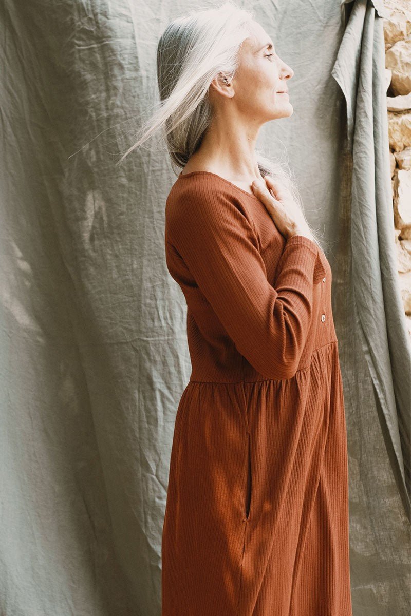 June Raglan Sleeve Dress Garnet Agate