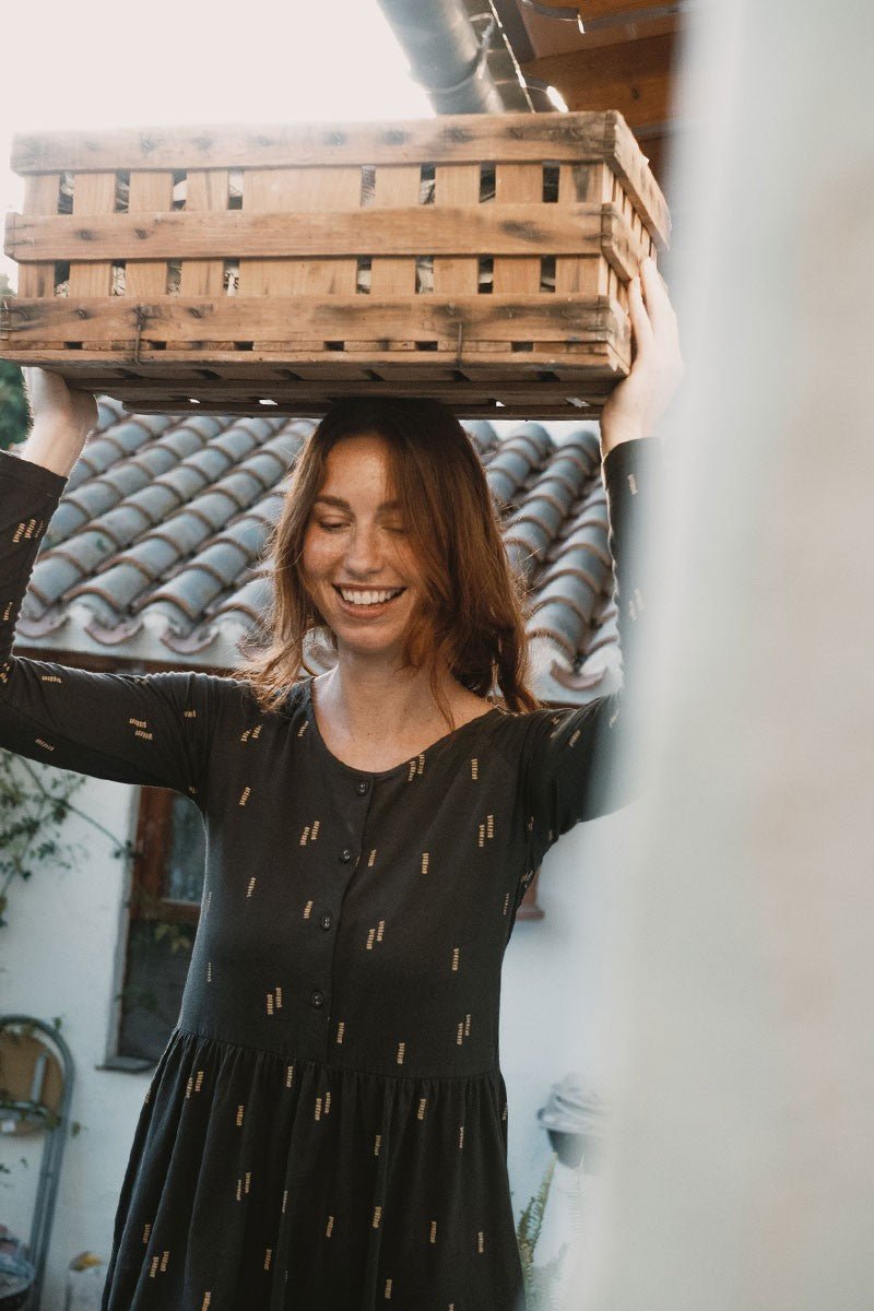 June Raglan Sleeve Dress Minerals Black